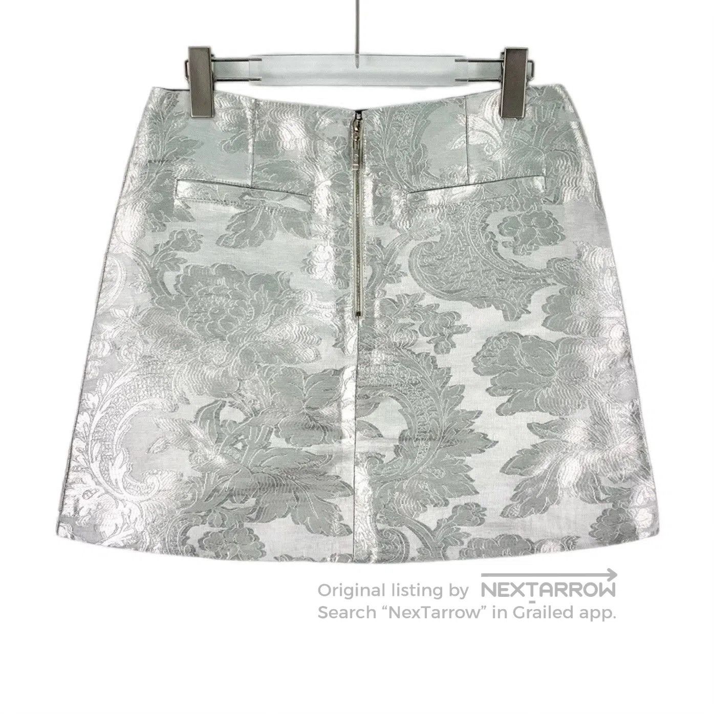 Louis Vuitton Louis Vuitton Silver Floral Embossed A-line Skirt. Size 37" - 2 Thumbnail