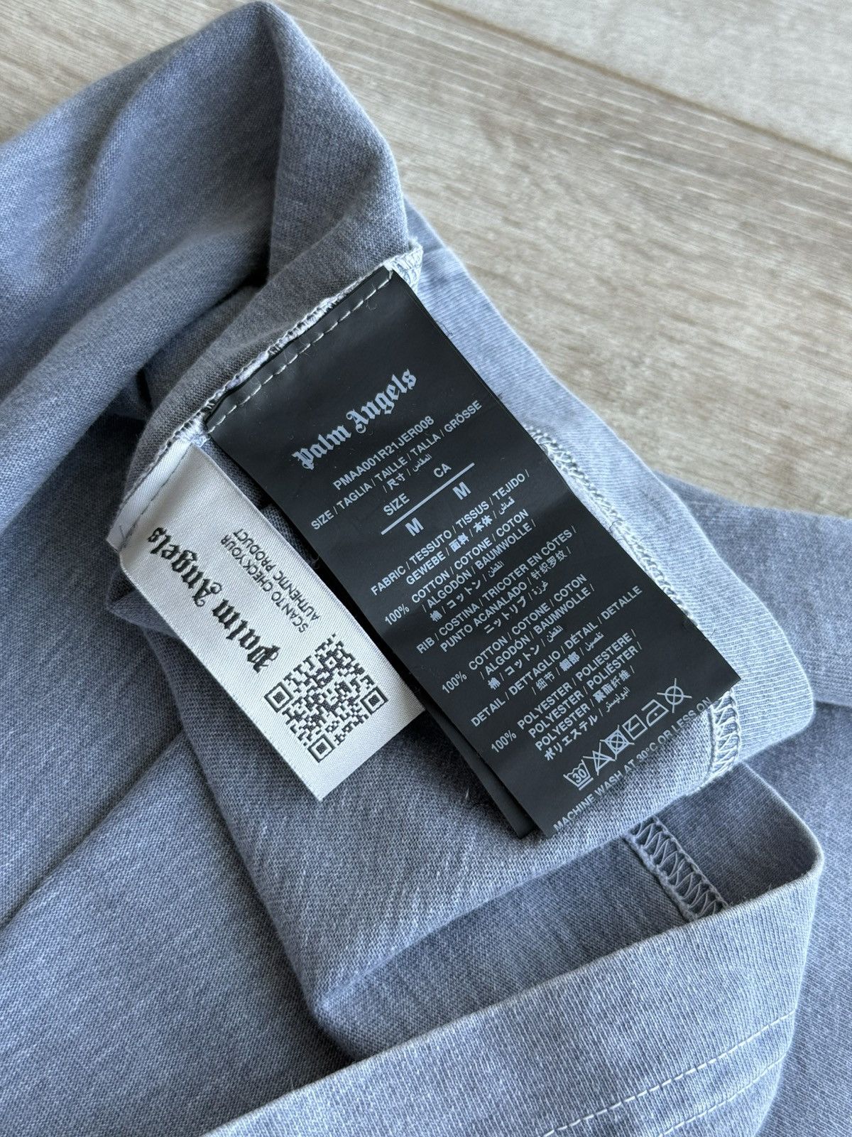 Palm Angels Palm Angels Medium Arched Logo Washed Vintage Grey Tee Size US M / EU 48-50 / 2 - 11 Thumbnail