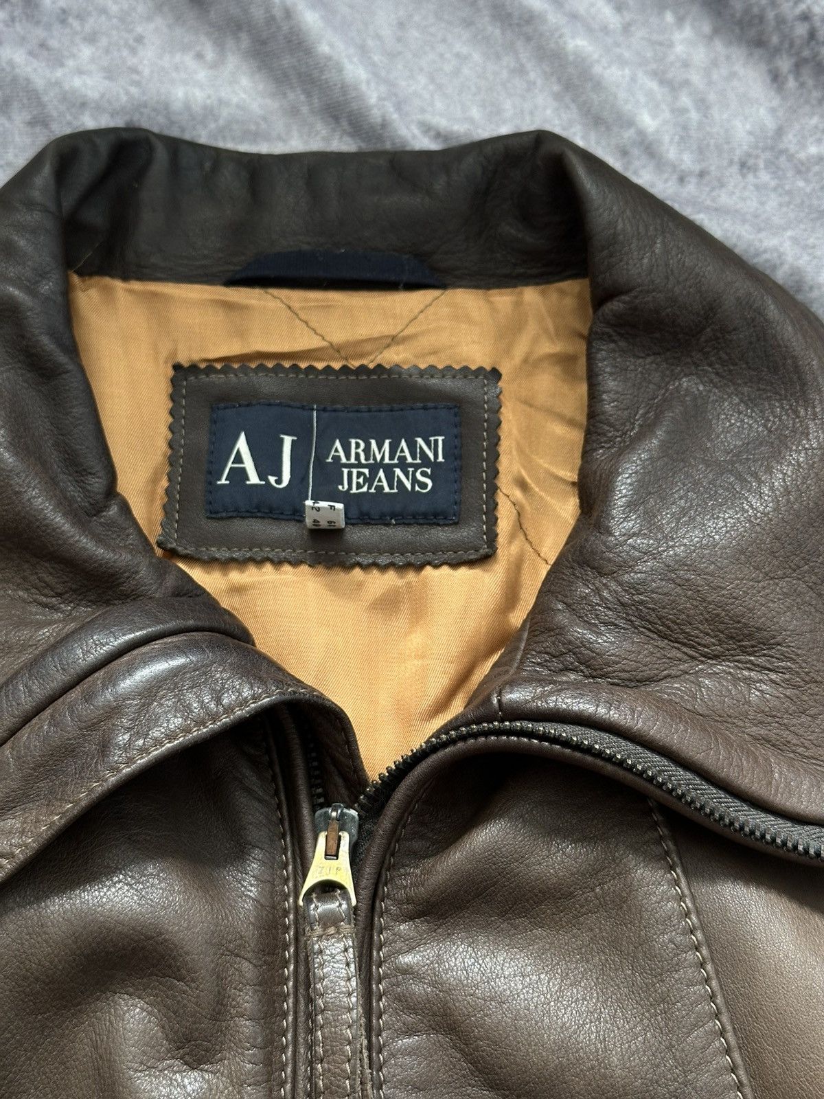 Giorgio Armani Armani Jeans Mens Leather Jacket Brown Full Zip Heavyweight Size US M / EU 48-50 / 2 - 8 Thumbnail