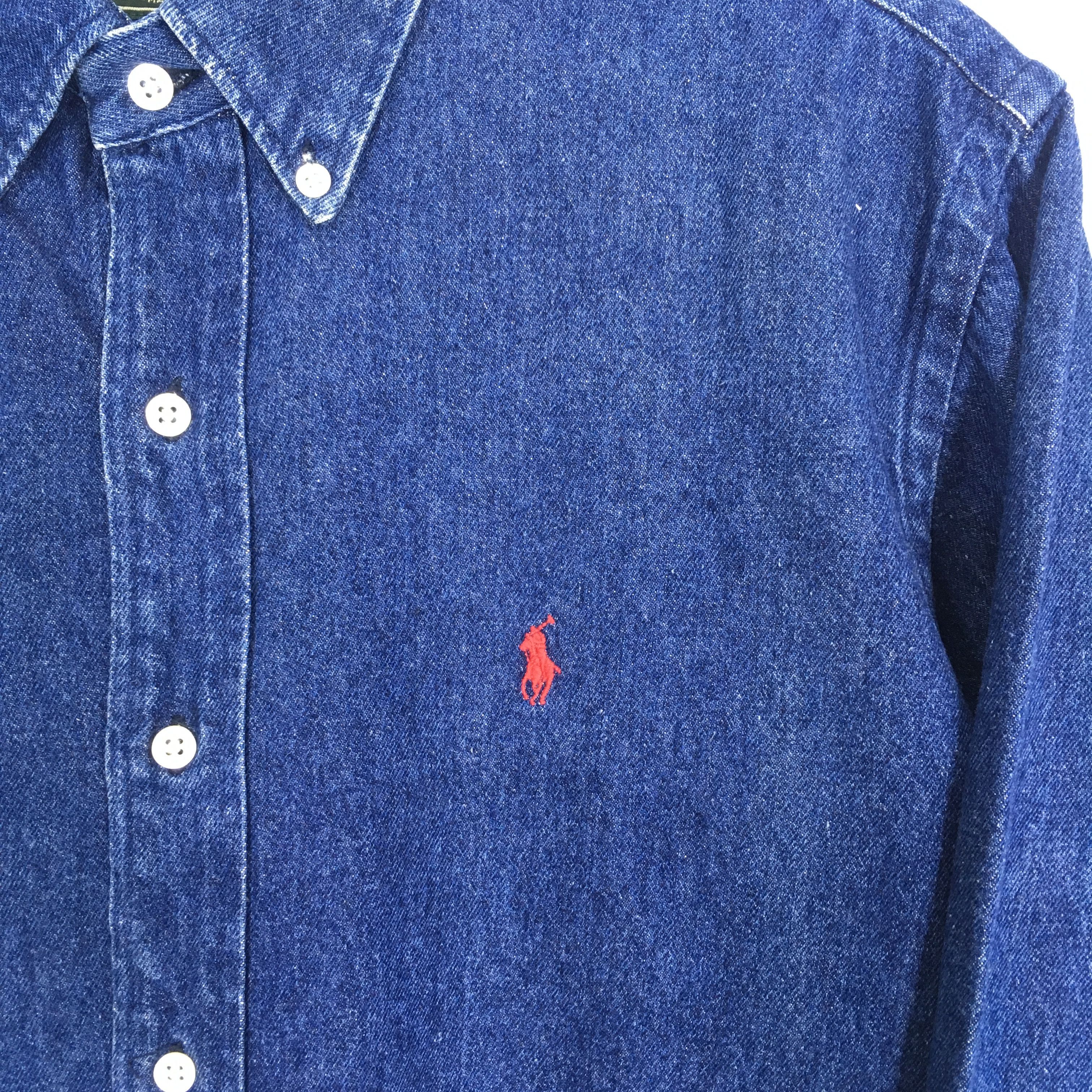 Polo Ralph Lauren Vintage 90's Polo Ralph Lauren Denim Shirt Polo Pony Jeans Size US M / EU 48-50 / 2 - 10 Thumbnail