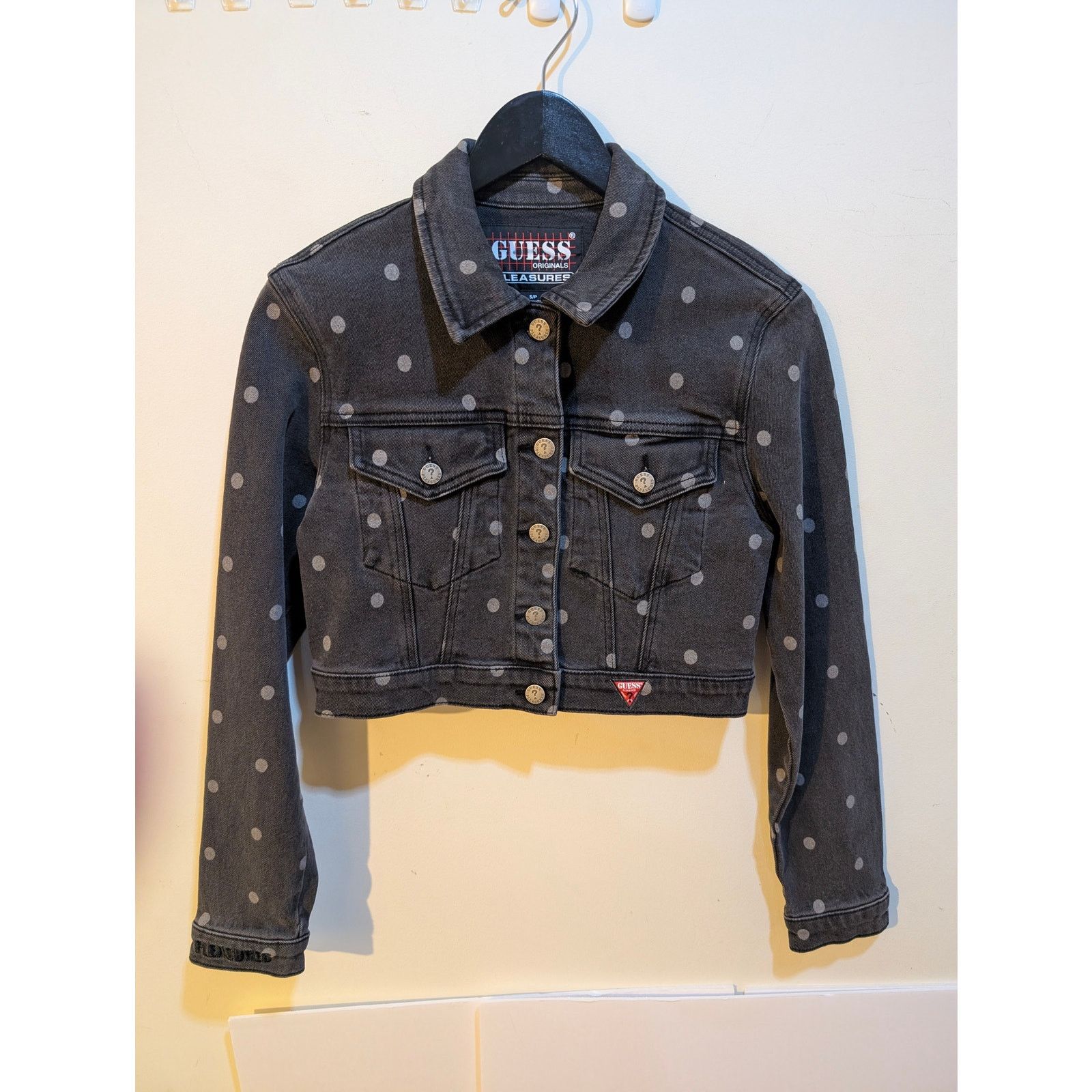 Guess × Pleasures GUESS x Pleasures Polka Dot Cropped Alt Denim Jacket Sz S Size S / US 4 / IT 40 - 1 Thumbnail