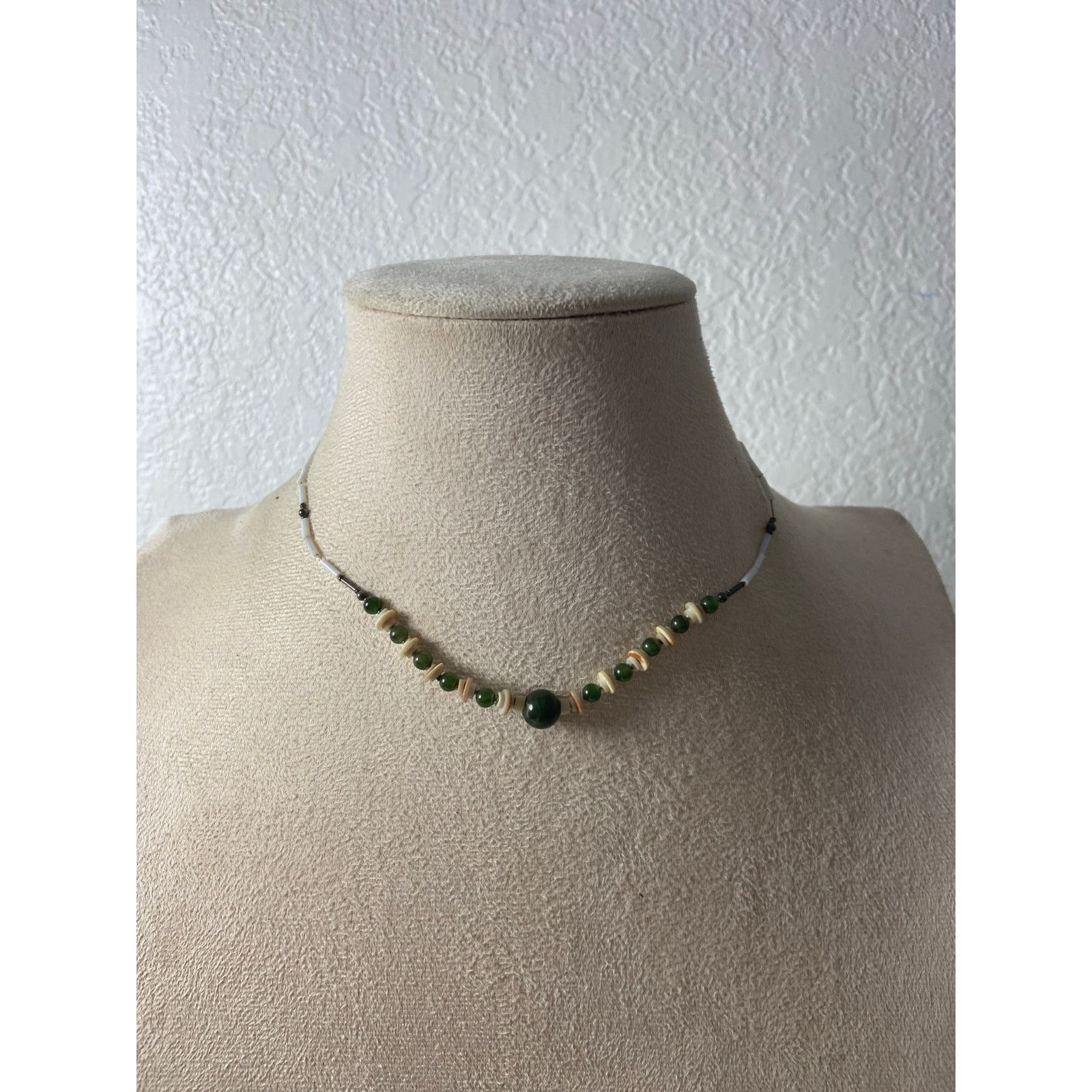 Handmade Jasper & Shell Choker Necklace - Boho Y2K Style Size ONE SIZE - 1 Thumbnail