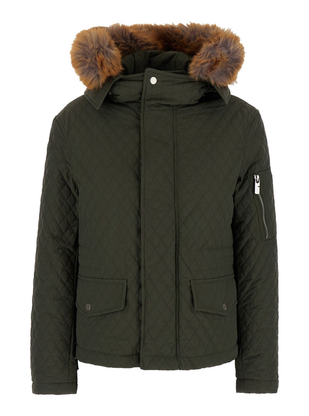 Burberry Green Quilted Jacket with EKD Logo Detail in Cotton Blend Woman Size XS / US 0-2 / IT 36-38 - 1 Thumbnail
