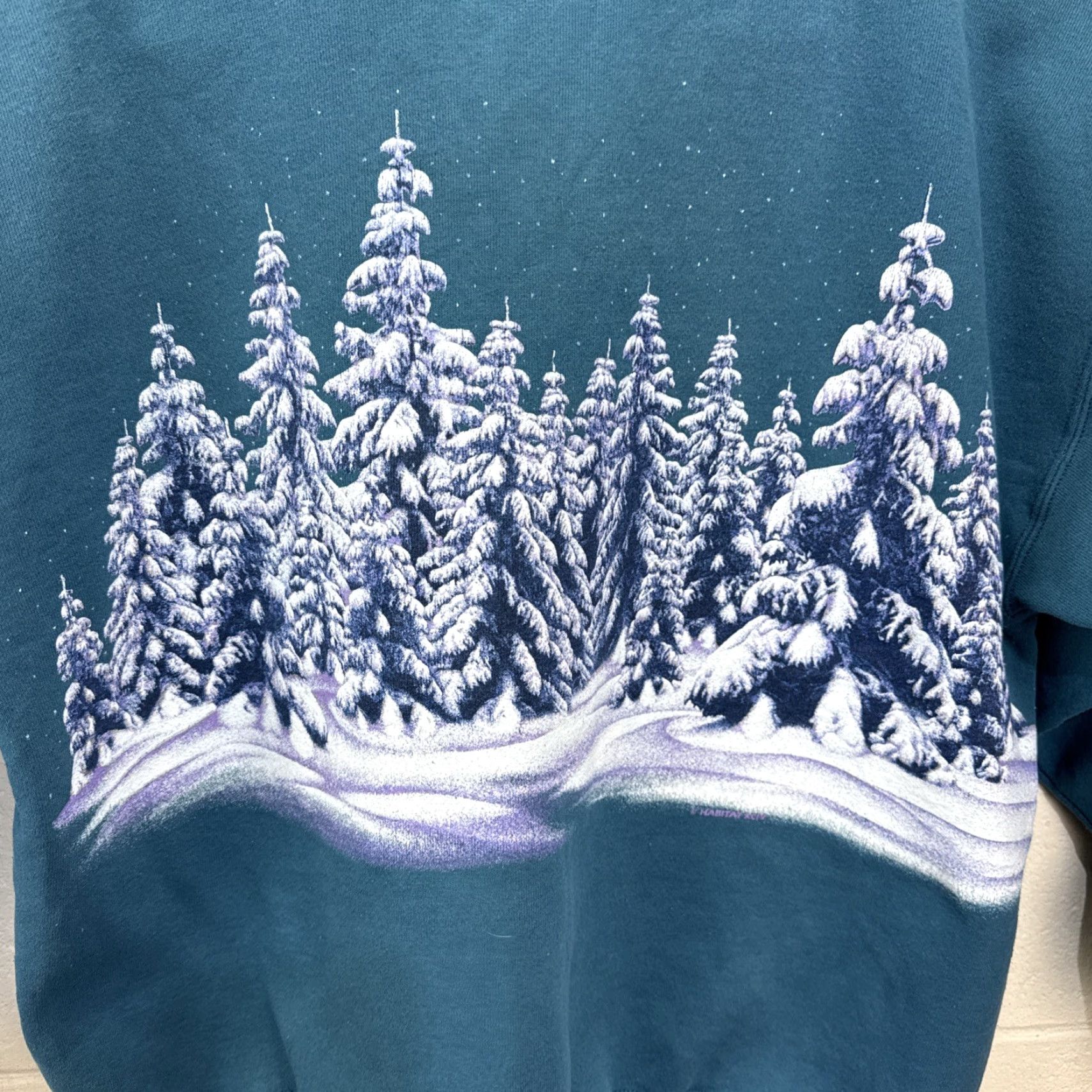 Altea VINTAGE Signal Sport All Over Print Snow Forest Nature Sweatshirt XL Teal Blue Size US XL / EU 56 / 4 - 2 Thumbnail