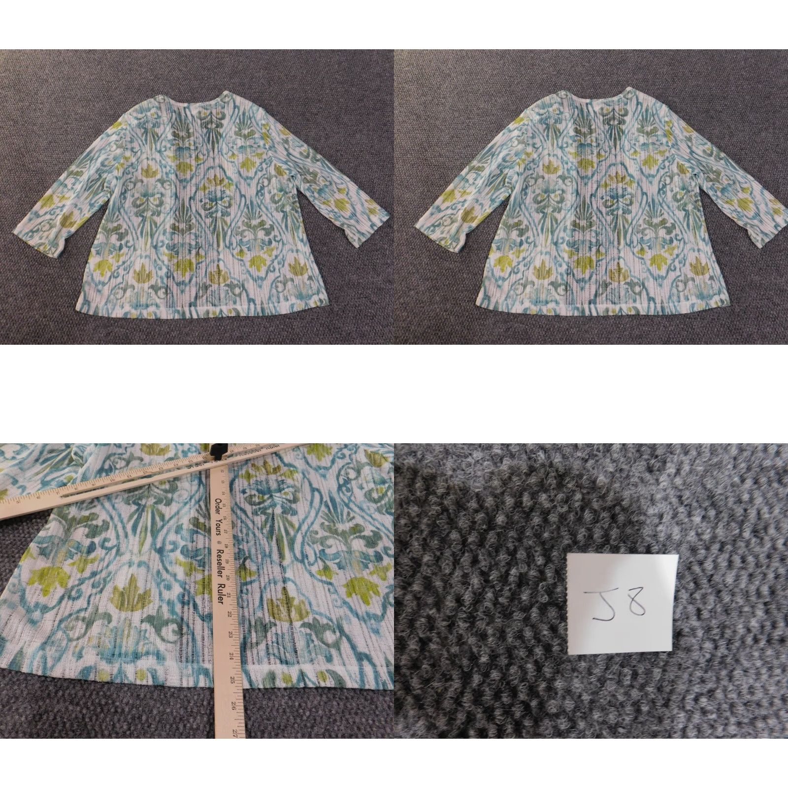 Vintage Alfred Dunner Blouse Shirt Womens Large Green Floral Open Cape Shawl V-Neck Pullover Knit Polyester Casual Sleeve Regular Floral Pattern Girls/Womens Size L / US 10 / IT 46 - 9 Thumbnail