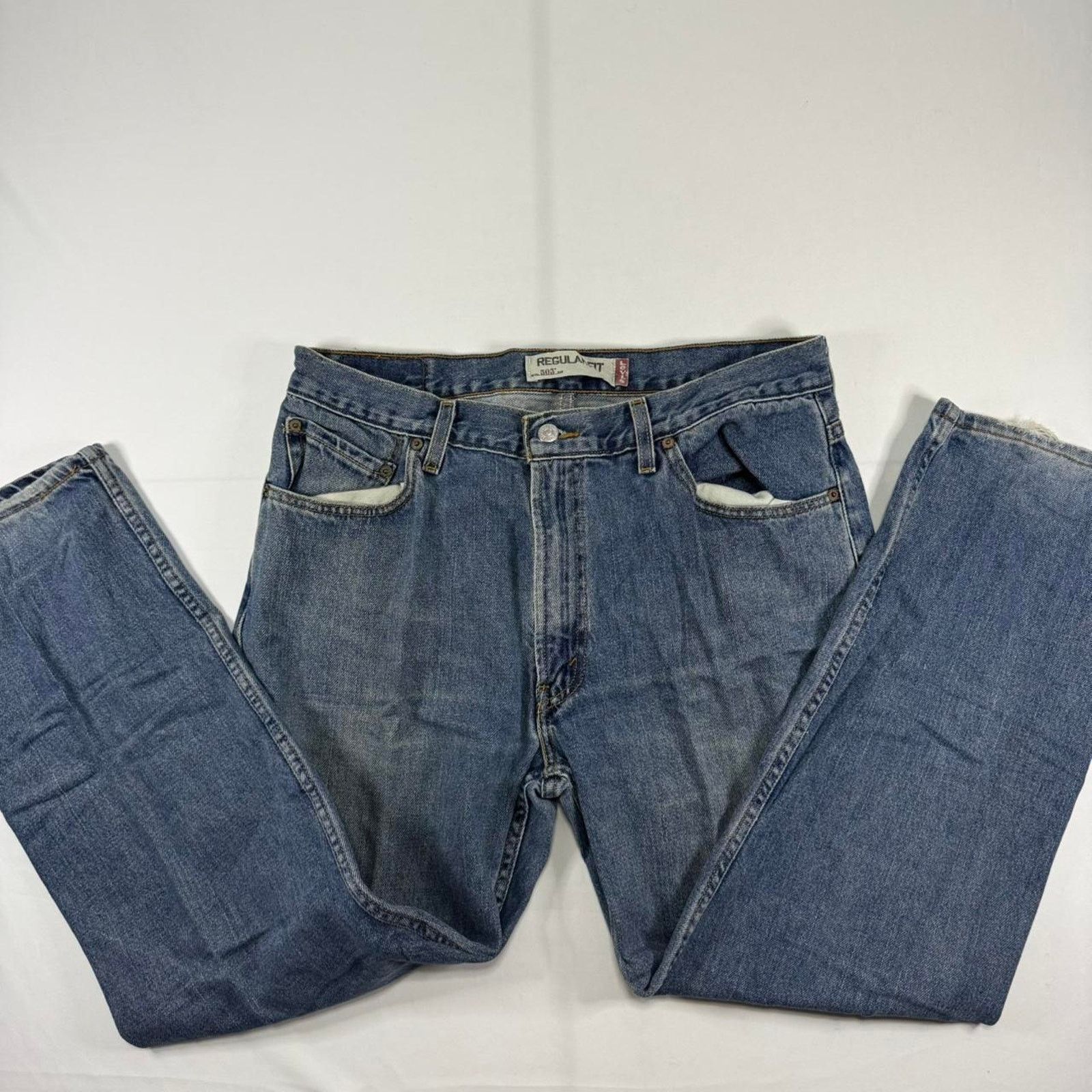 Levi's Levi’s 505 Regular Fit Straight Leg Blue Jeans Size 36x29 Size US 36 / EU 52 - 2 Thumbnail