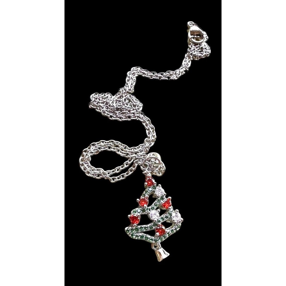 Handmade Christmas Tree Necklace New Red Green Crystals Mother Daught Size ONE SIZE - 12 Thumbnail