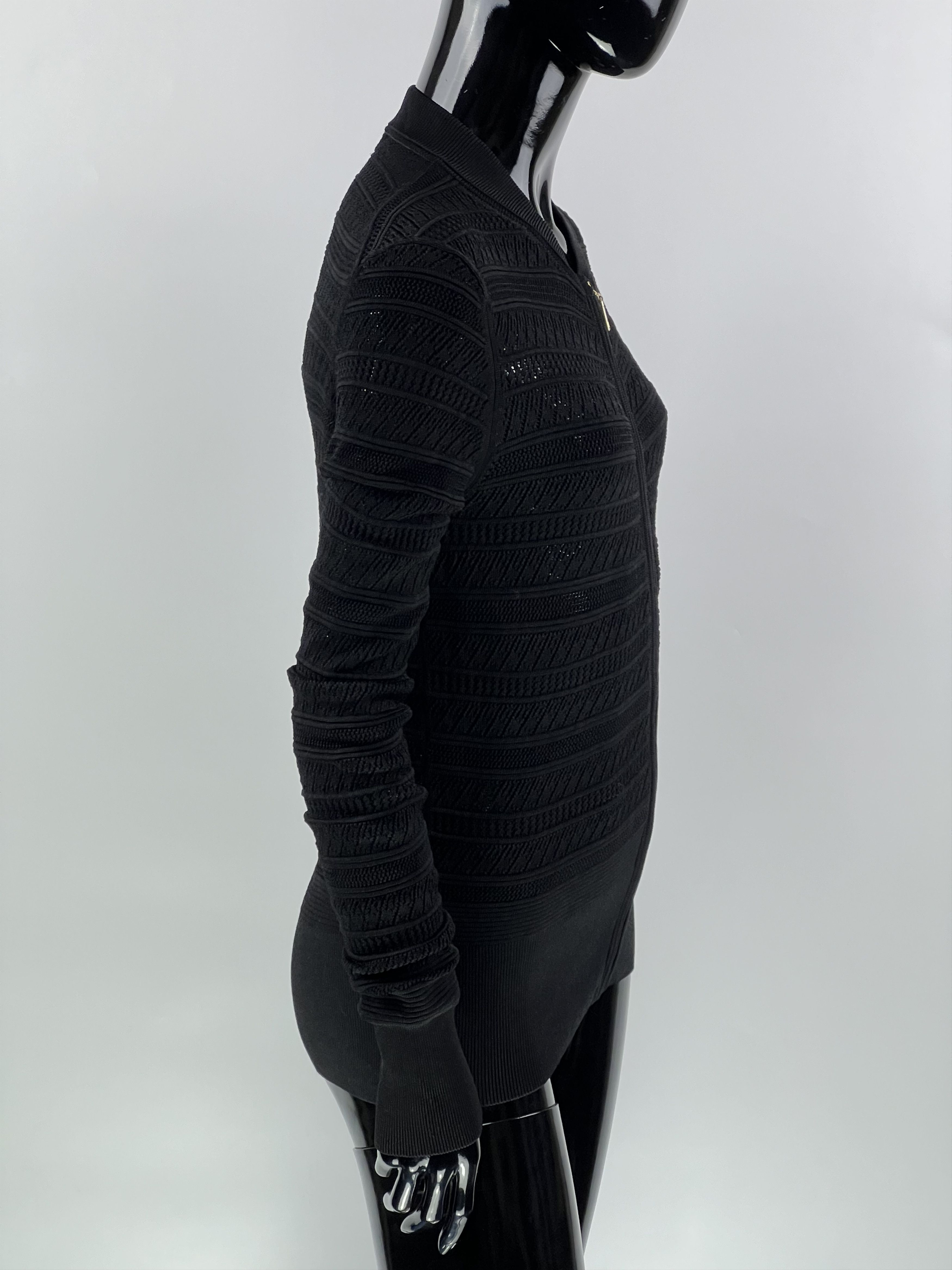 Escada × Escada Sport Escada Sport Black Knitted Mesh Full Zip Sweater Size XS Size XS / US 0-2 / IT 36-38 - 2 Thumbnail