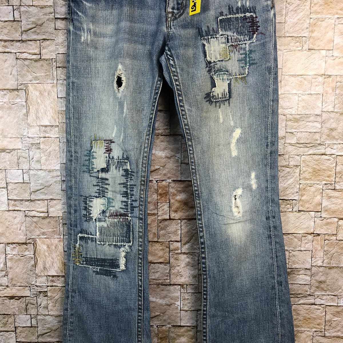 Japanese Brand A:R Blue Distressed ripped patchwork Denim Pants #A957 Size US 28 / EU 44 - 6 Thumbnail