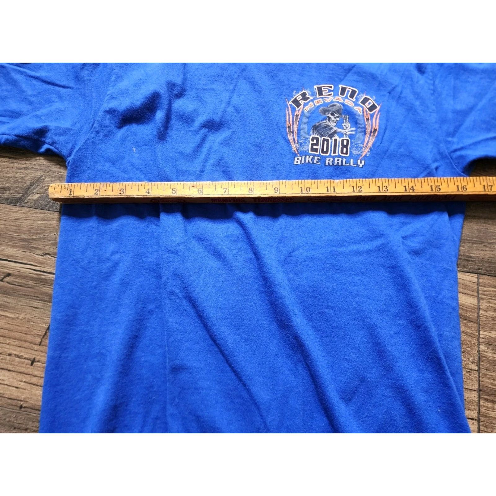 Port & Company Port & Company Mens S T-Shirt Blue Cotton Skull Double-Sided 2018 Reno Nevada Bike Rally Crew Neck Short Sleeve Regular Fit Vintage: No Size US S / EU 44-46 / 1 - 2 Thumbnail