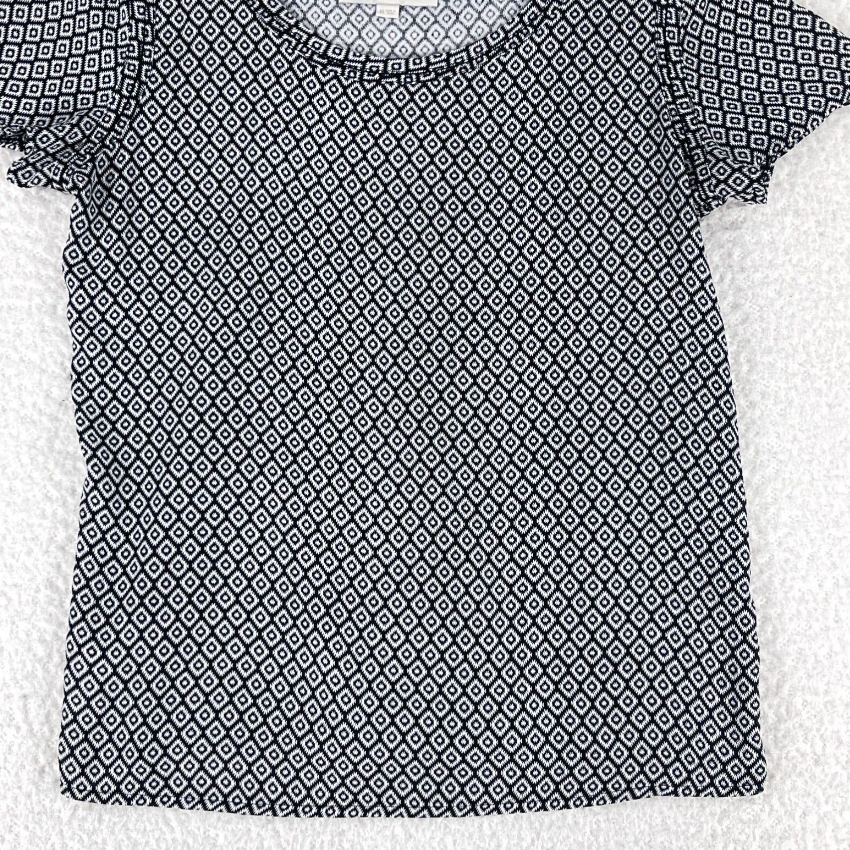 Ann Taylor Ann Taylor LOFT Shirt Womens XS Black White Geometric Print Pullover Size XS / US 0-2 / IT 36-38 - 4 Thumbnail