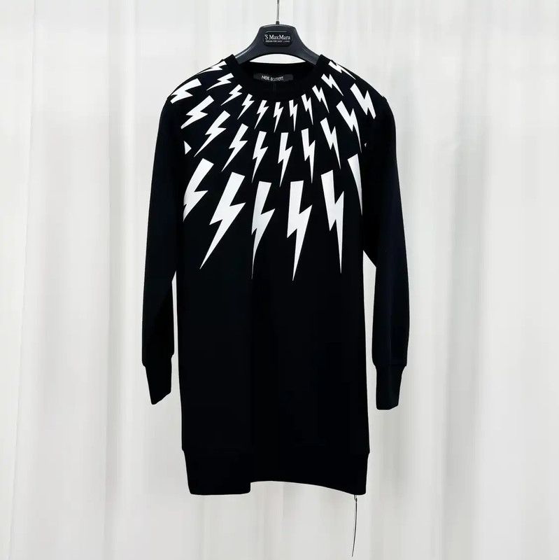 Neil Barrett NeIL BarreTT Black Lightning Print Long Sleeve Hoodie 0089 Size XS / US 0-2 / IT 36-38 - 1 Thumbnail