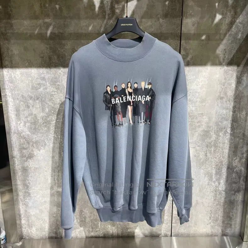 Balenciaga Balenciaga Haze Blue Portrait Sweatshirt Size US S / EU 44-46 / 1 - 1 Thumbnail