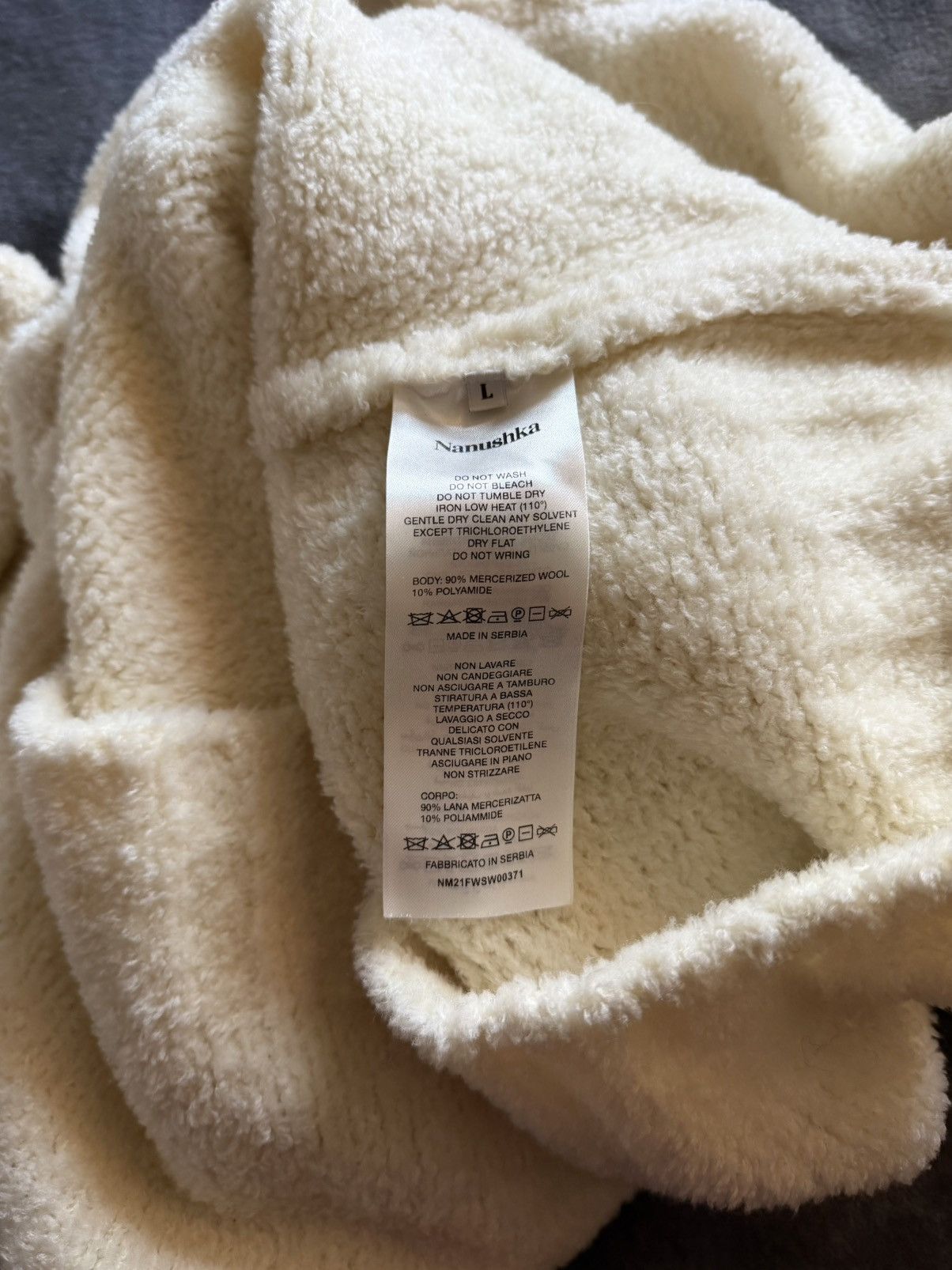 Nanushka Nanushka Cream Fleece Crewneck Sweater Size US L / EU 52-54 / 3 - 4 Thumbnail