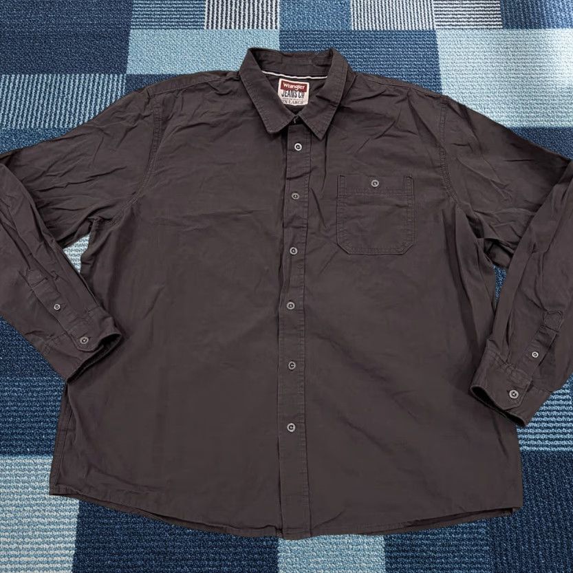 Wrangler Wrangler Jeans Co. Button-Up Shirt Gray Chambray Long Sleeve 2XL Men’s Casual Workwear Size US XXL / EU 58 / 5 - 1 Thumbnail
