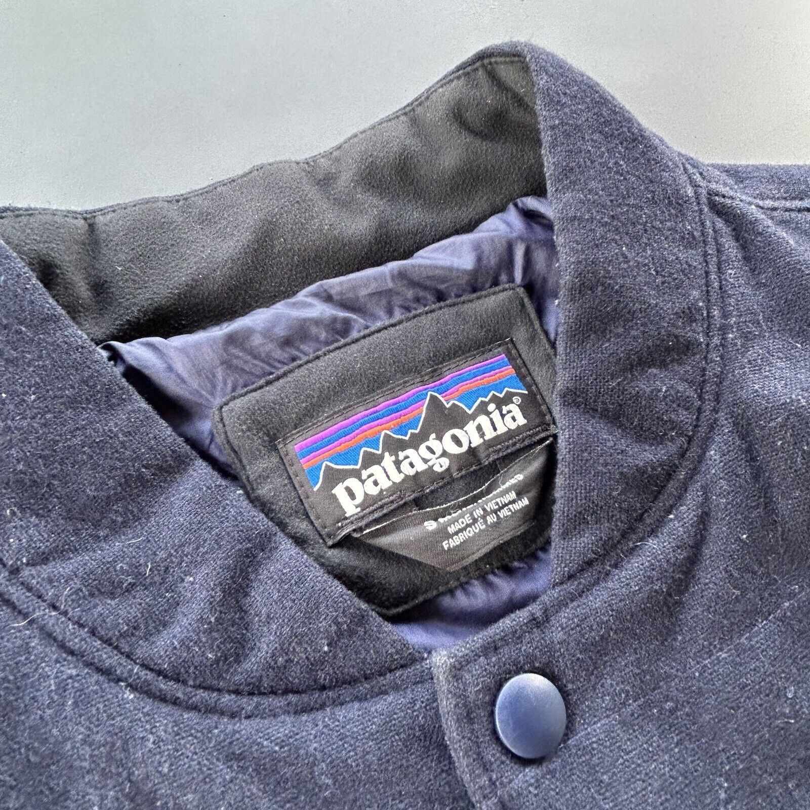 Patagonia PATAGONIA Jacket Recycled Wool Bomber Jacket Snap Navy Blue Grailed