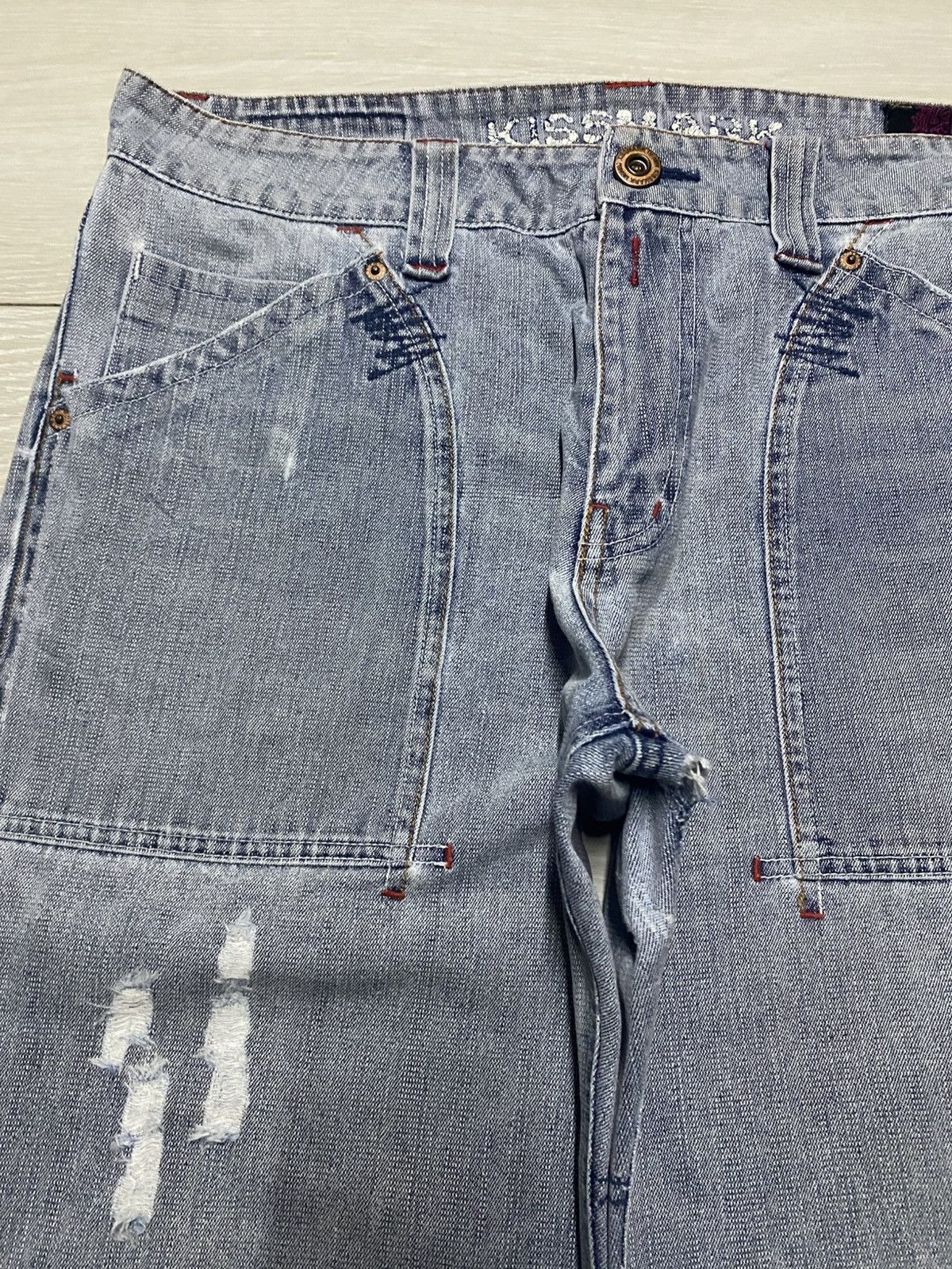 Japanese Brand Vintage KissMark Japan Double Knee StoneWash Baggy Jeans Size US 35 - 9 Thumbnail