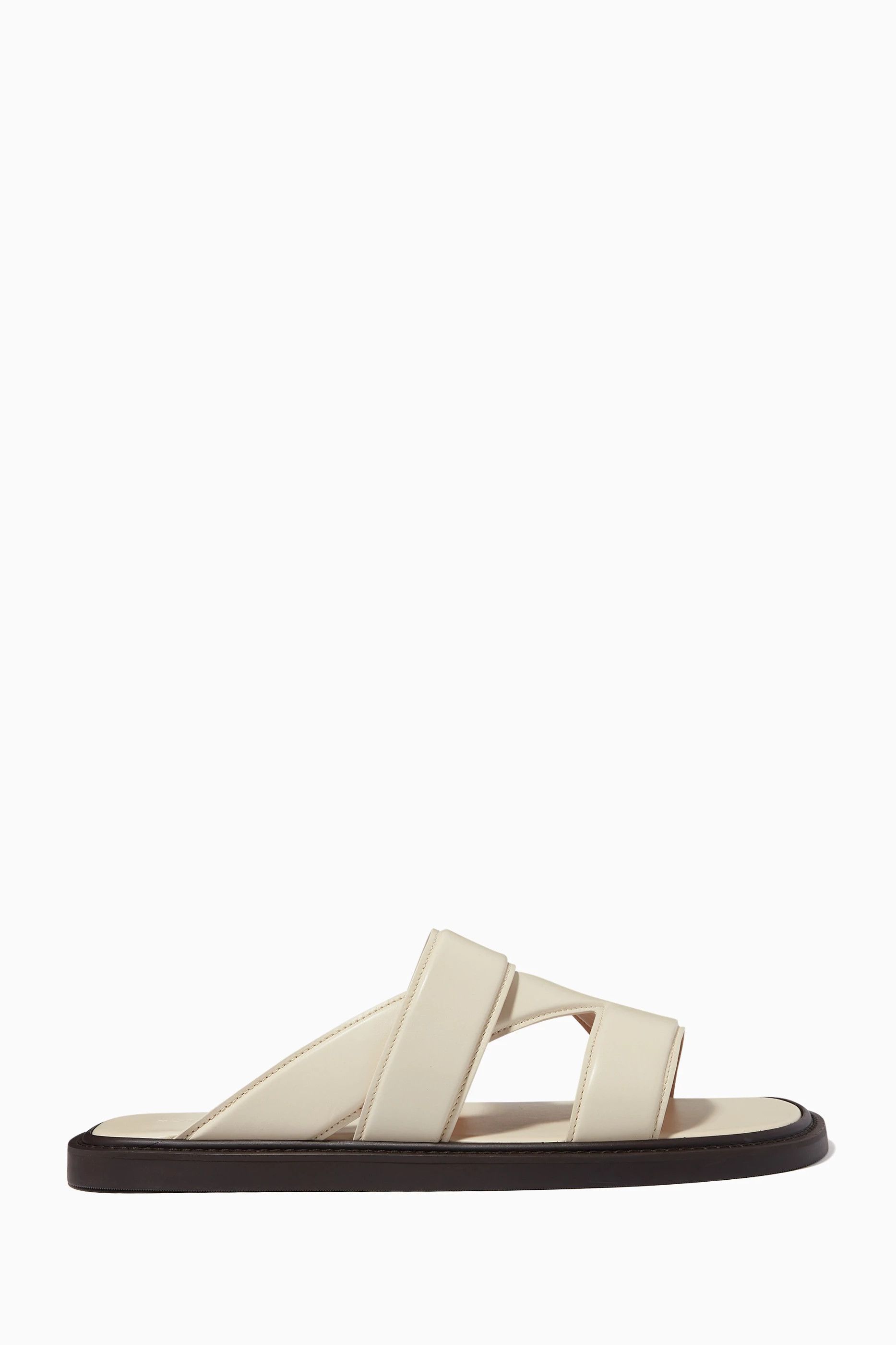 image of Bottega Veneta O1Bcso1Str0324 Leather Sandals In Sea Salt, Men's (Size 9)