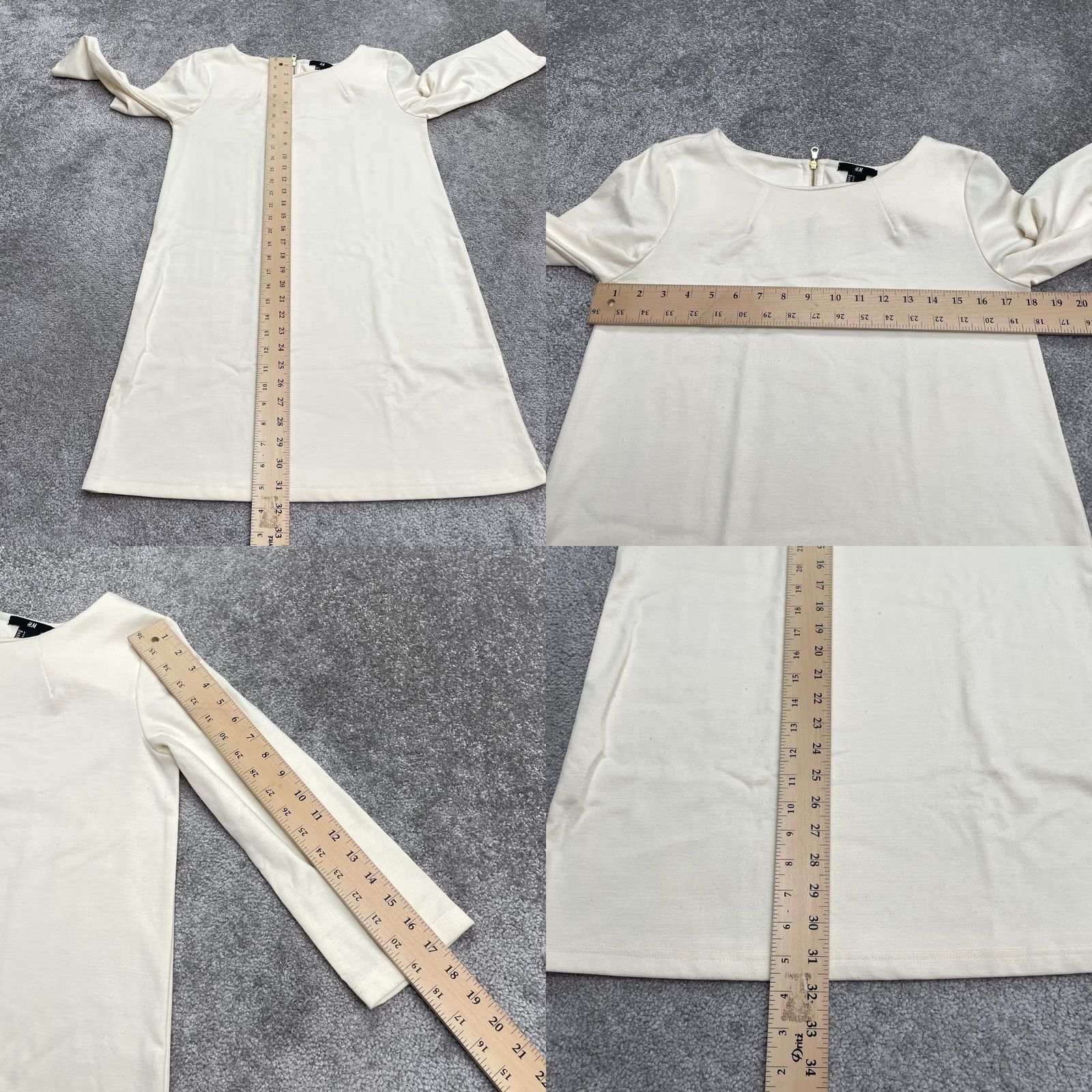 H&M H&M Long Maxi Shift Dress Womens Small Ivory Solid Long Sleeve Round Neck Work Size S / US 4 / IT 40 - 8 Thumbnail