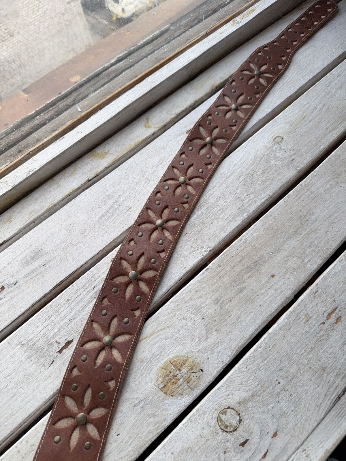 Vintage Vintage Japanese Retro Y2K Brown Leather Boho Western Belt Size ONE SIZE - 3 Thumbnail