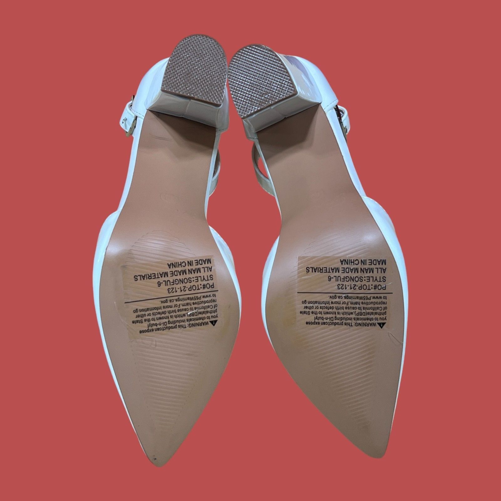 Other Forever - Women's Buckle Ankle Strap Chunky Heel Pumps - Whi Size US 6.5 / IT 36.5 - 8 Thumbnail