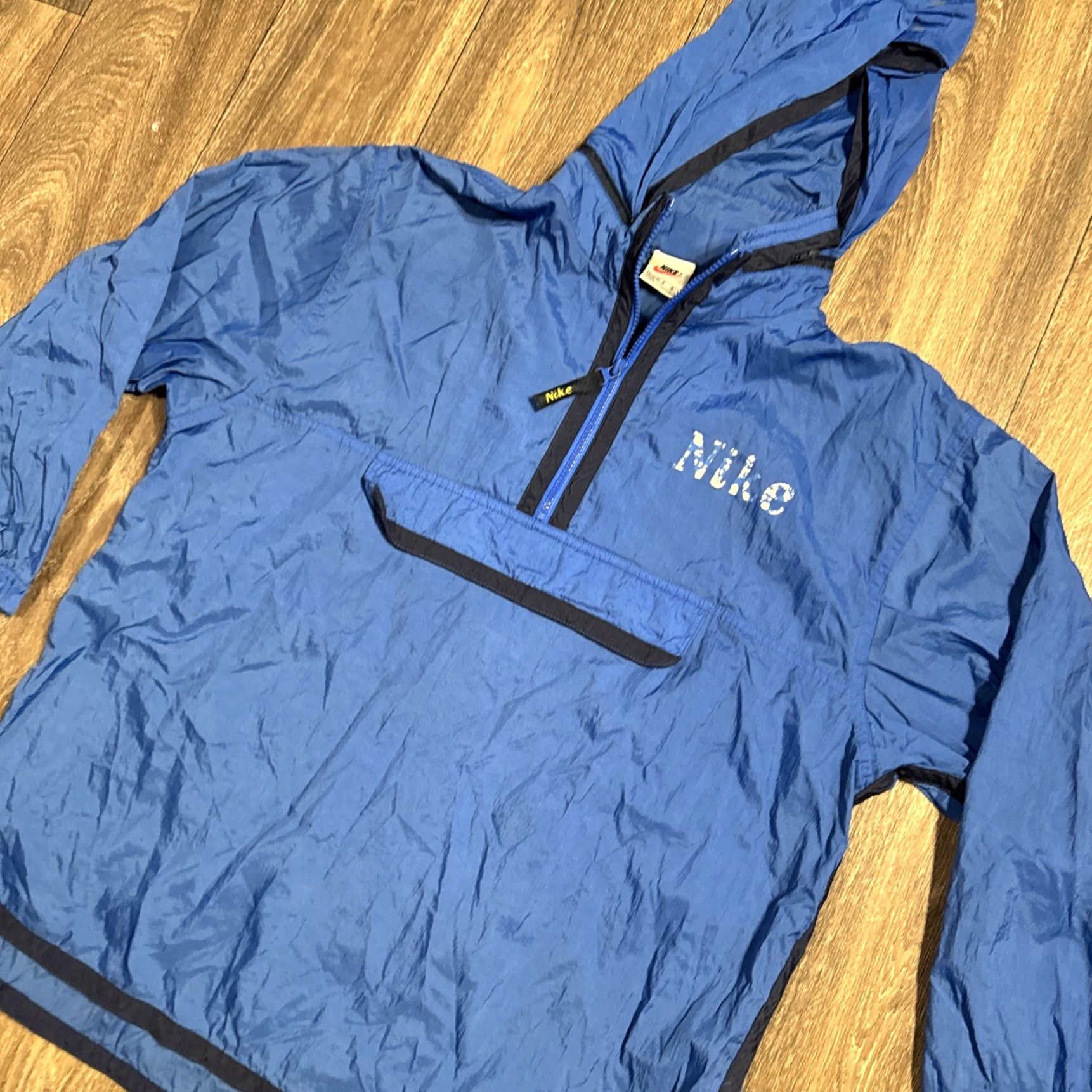 Nike VINTAGE Nike Windbreaker Jacket Unisex Adults L Blue 90s Pullover Half Zip White Tag Large Size US L / EU 52-54 / 3 - 3 Thumbnail