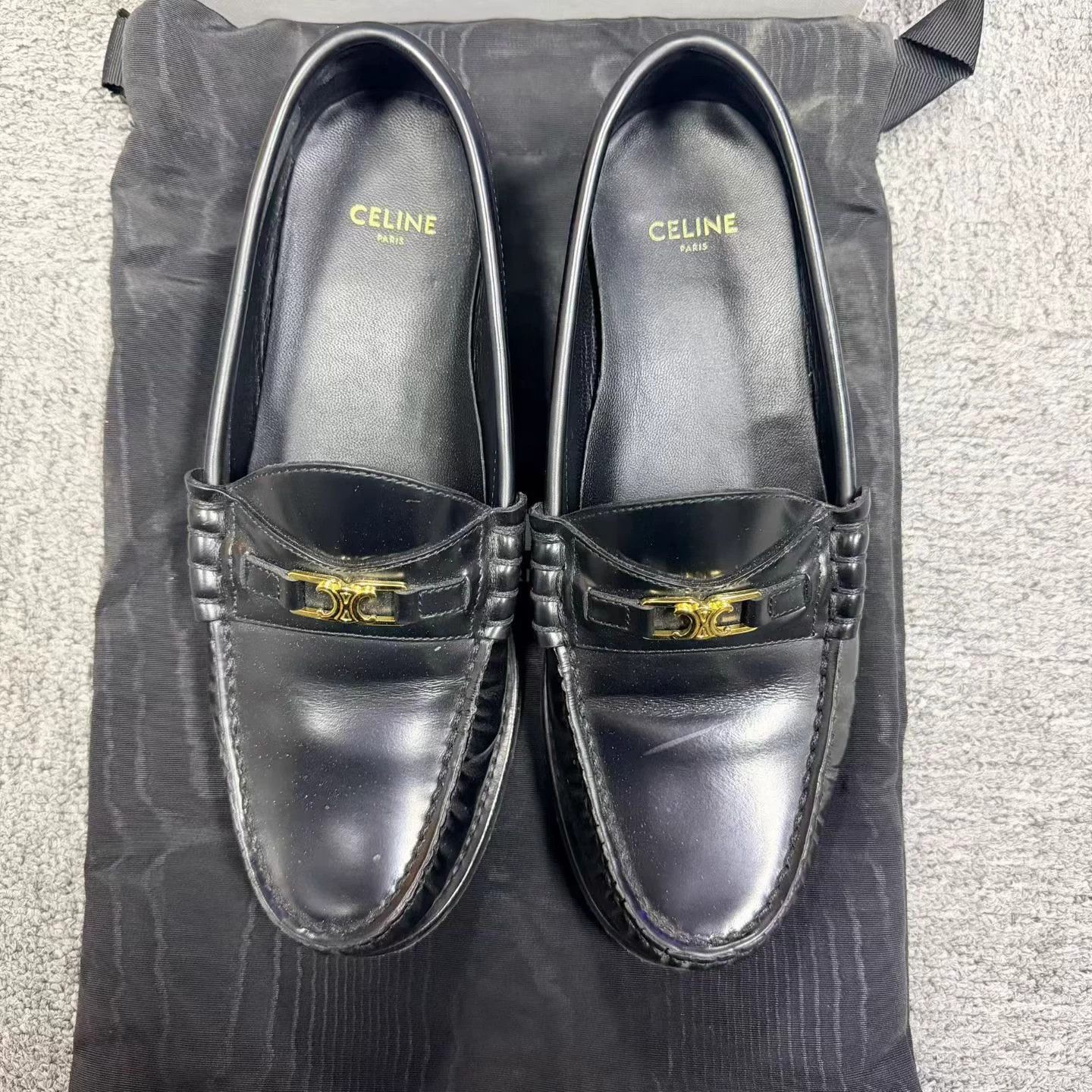 Celine CELINE Black Patent Leather Round Toe Slip-On Loafers 37 Size US 6 / IT 36 - 3 Thumbnail