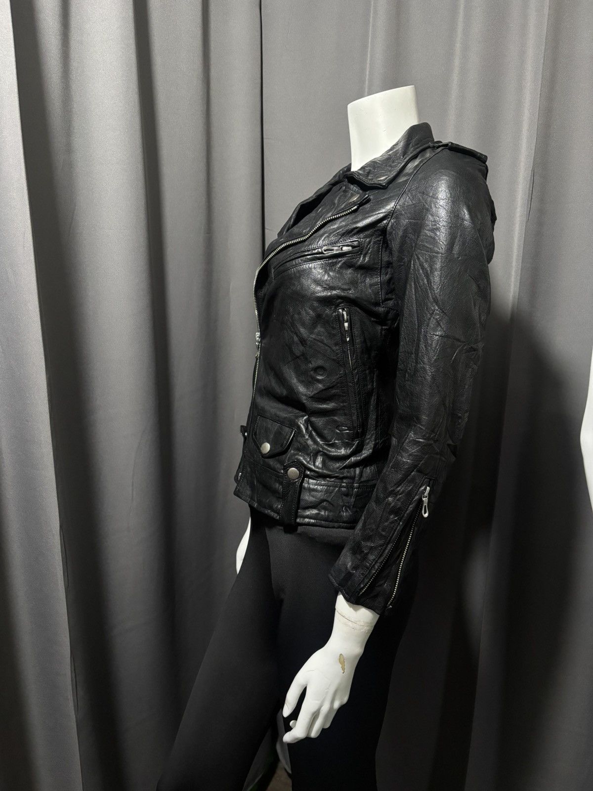 5351 POUR LES FEMMES 2000s 5351 Les Pour Femmes- Goatskins Biker Leather Jacket Size XS / US 0-2 / IT 36-38 - 14 Thumbnail