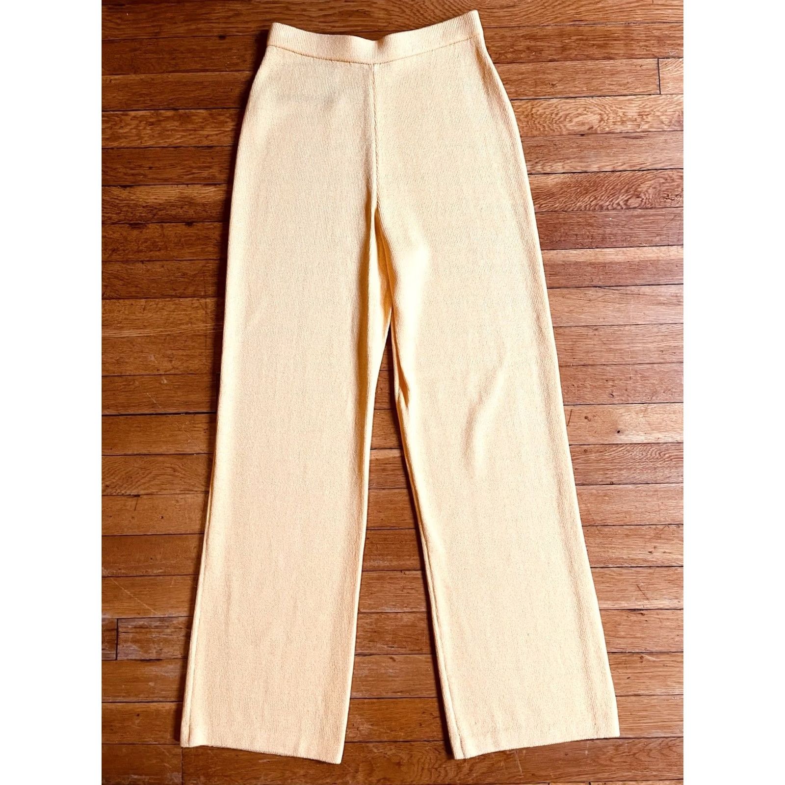 St. John St. John Santana Knit Pants Womens 4 Marigold Yellow Straight Leg Dress Pants Pockets Retro Vintage Size 27" / US 4 / IT 40 - 7 Thumbnail