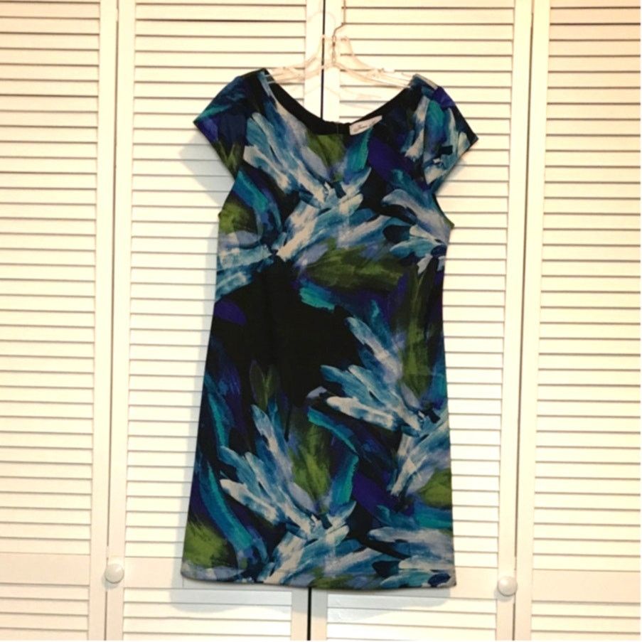Other Jessica Howard Blue Green Floral Cap Sleeve Shift Dress 14P Size XL / US 12-14 / IT 48-50 - 1 Thumbnail