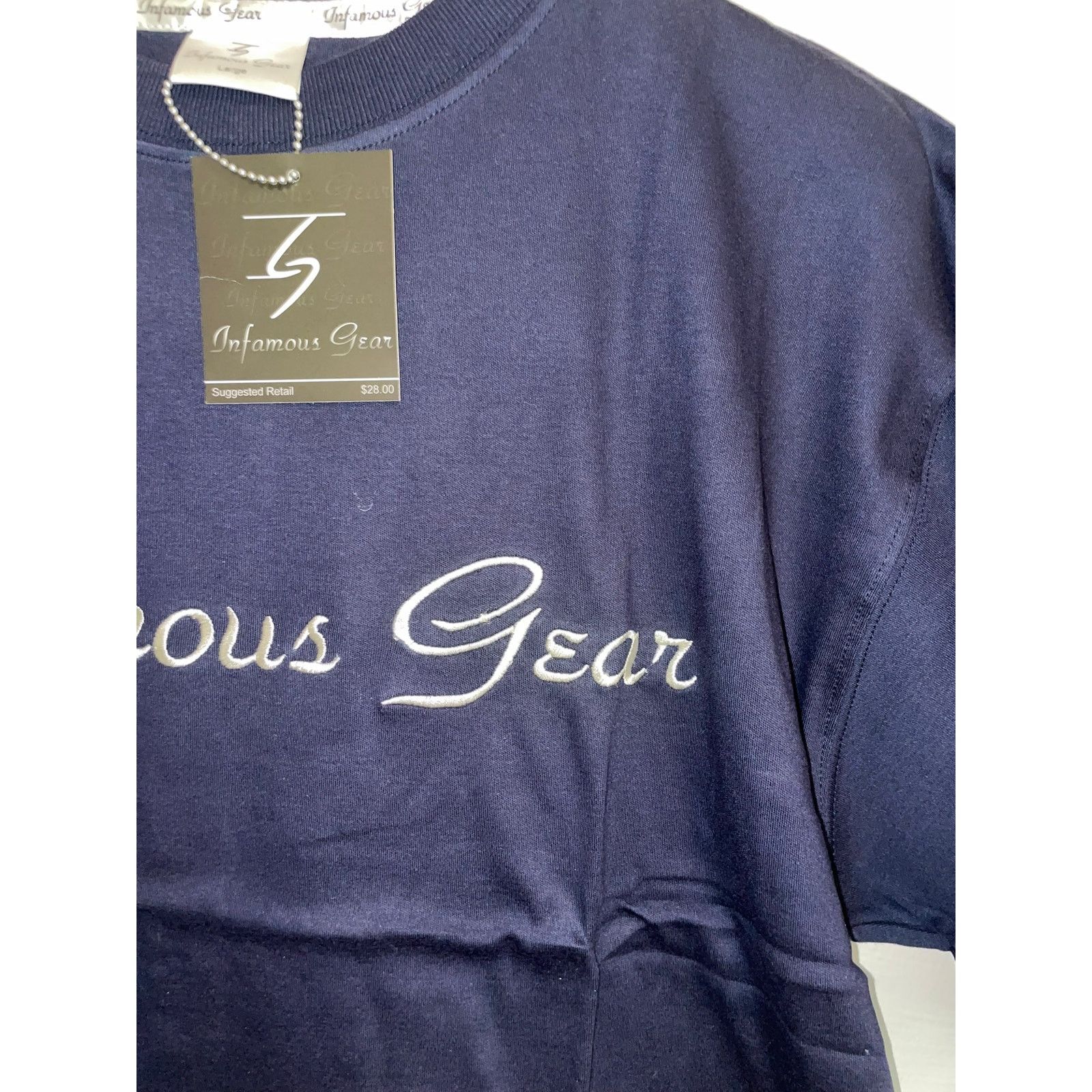 Vintage NWT 2000s Infamous Gear Blue White Script Shirt Tee Y2K L Size US L / EU 52-54 / 3 - 3 Thumbnail