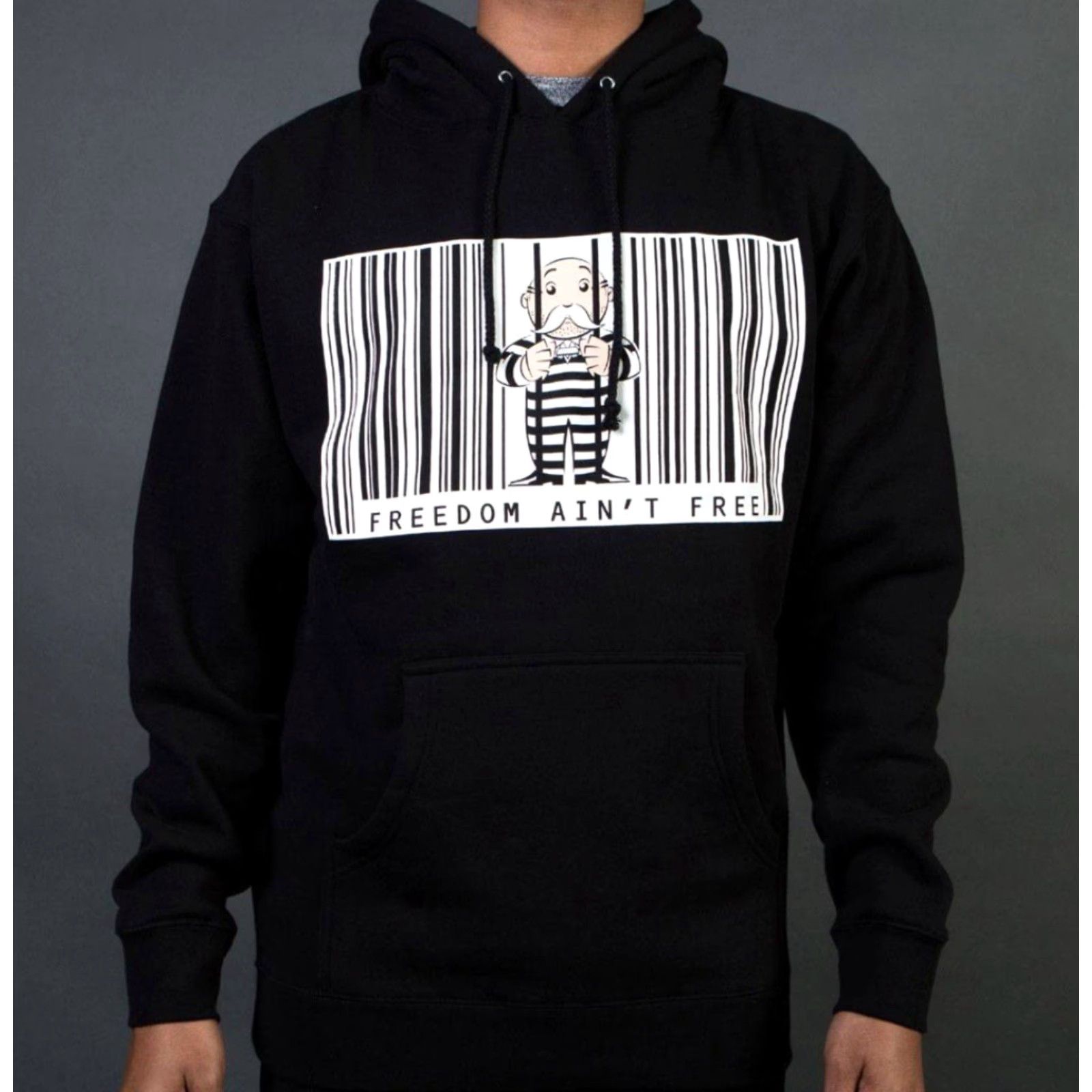 Vintage VINTAGE Bait X Monopoly Hasbro Freedom Ain’t Free Jail Black Fleece Pullover Hoodie Sz.L (Men) Large Black Pullover Hoodie Mens Size US L / EU 52-54 / 3 - 2 Thumbnail