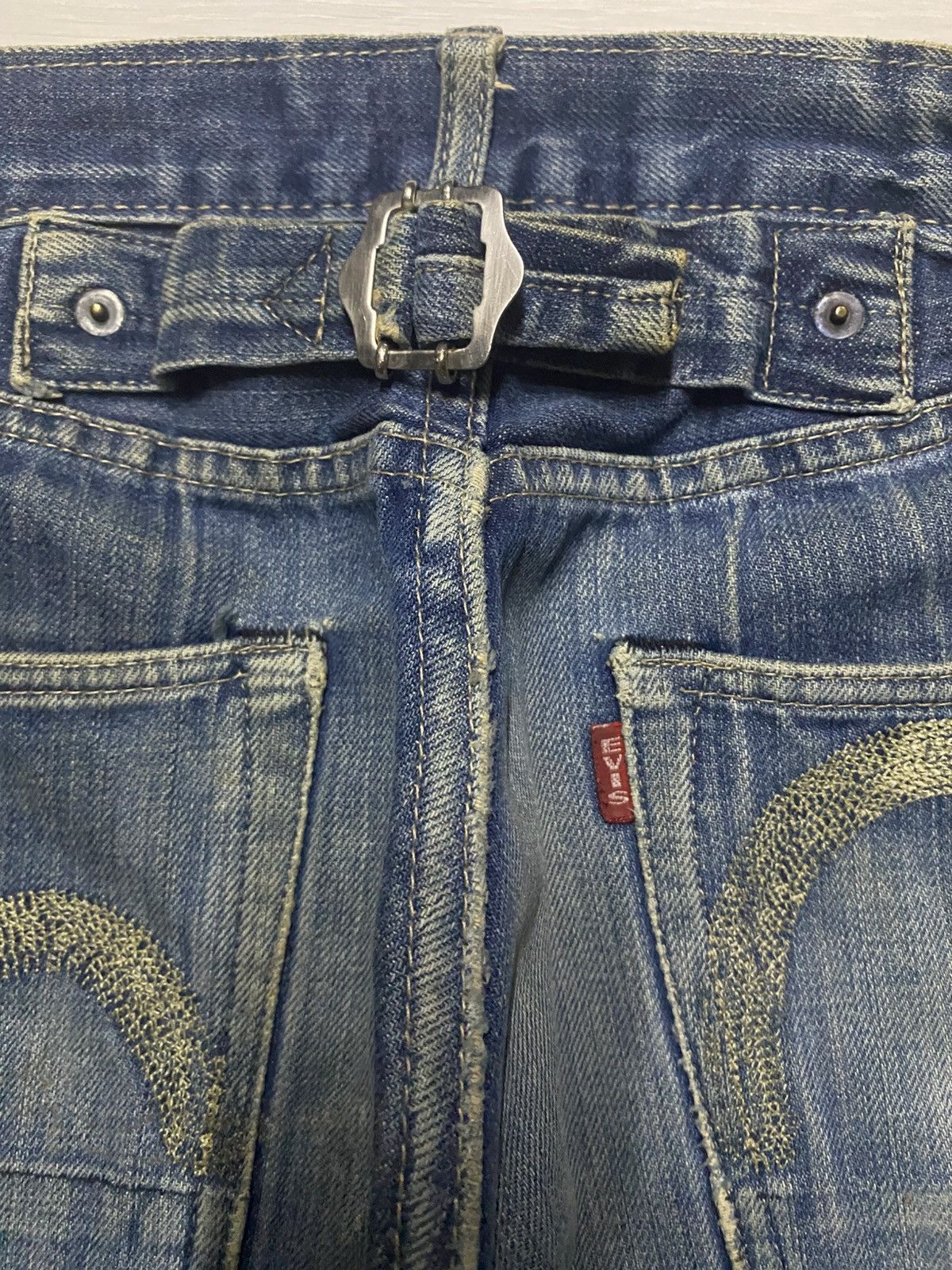 Evisu Crazy Vintage Evis 90s Heavy repaired Distressed Baggy Jeans Size US 33 - 16 Thumbnail