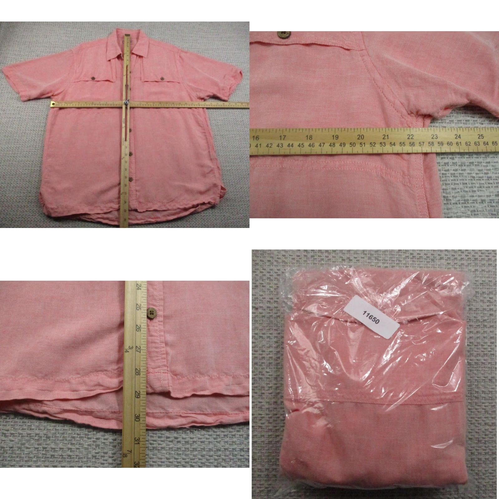 Pinko Caribbean Shirt Mens Large Pink Linen Rayon Short Sleeve Button Up Casual Shirt Size US L / EU 52-54 / 3 - 8 Thumbnail