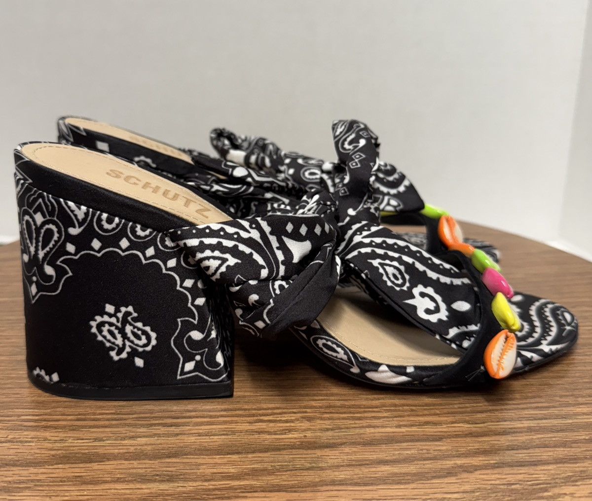 SCHUTZ Schutz Malia Embellished Shell Bandana Slide Tie Sandals Size US 9 / IT 39 - 5 Thumbnail