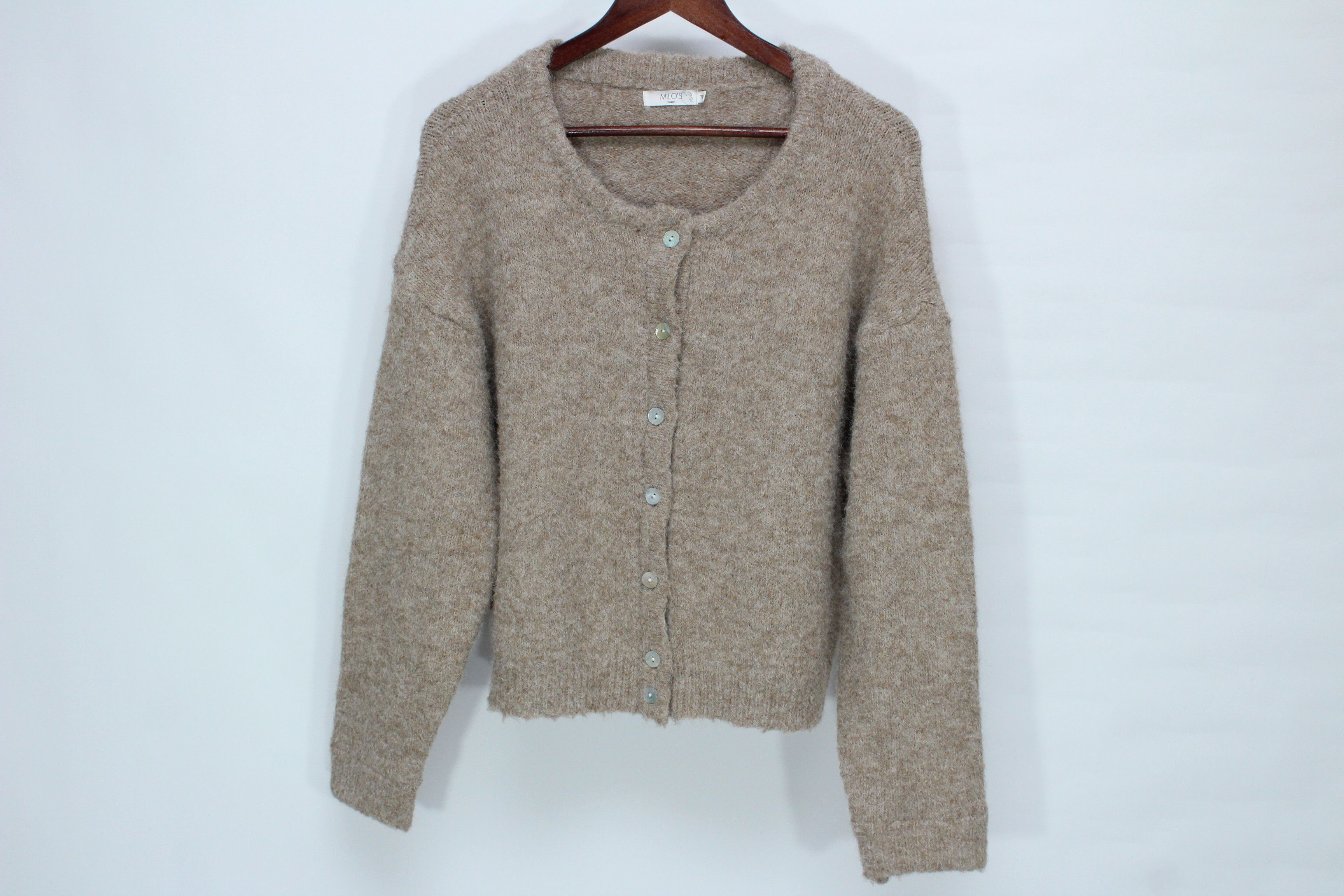 Other Milo’s Paris Wool Blend Knit Cardigan Taupe Beige Size ONE SIZE - 4 Thumbnail