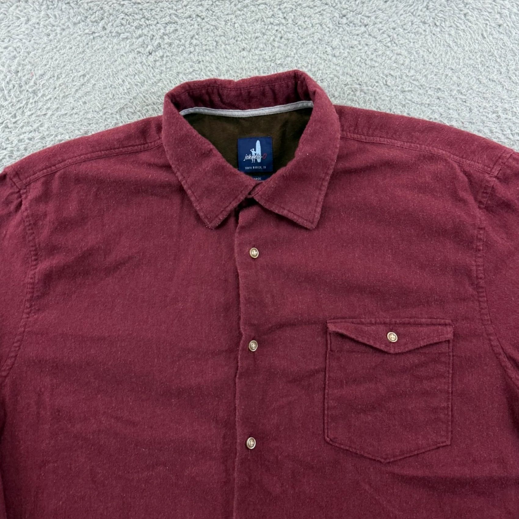 johnnie-O johnnie-O Shirt Mens Large Red Button Up Chamois Long Sleeve Preppy Size US L / EU 52-54 / 3 - 4 Thumbnail