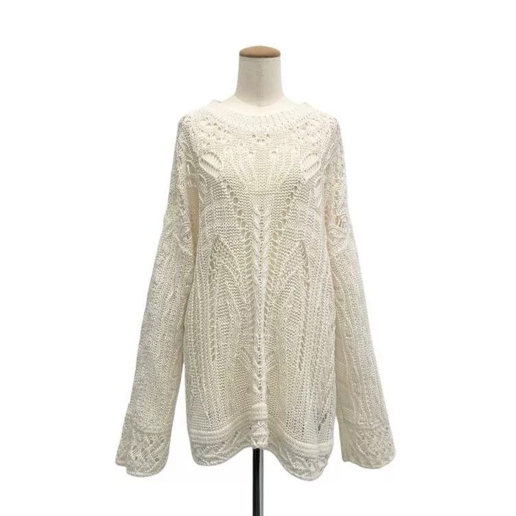 Other Mame Kurogouchi White Lace Knit Top Size S / US 4 / IT 40 - 1 Thumbnail