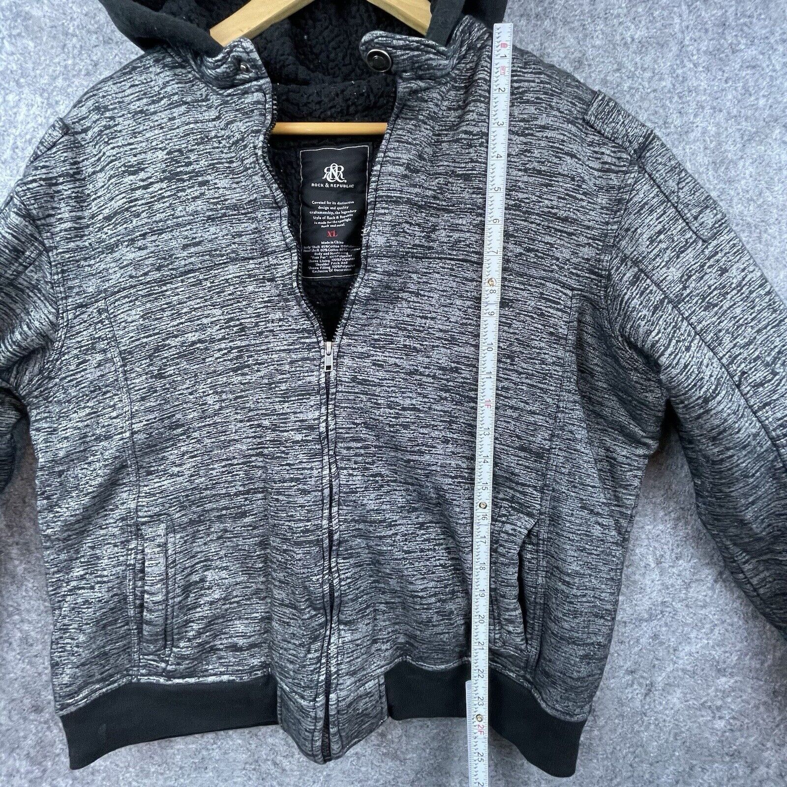 Rock & Republic Rock & Republic Hoodie Mens Extra Large Grey Sherpa Lined Size US XL / EU 56 / 4 - 6 Thumbnail