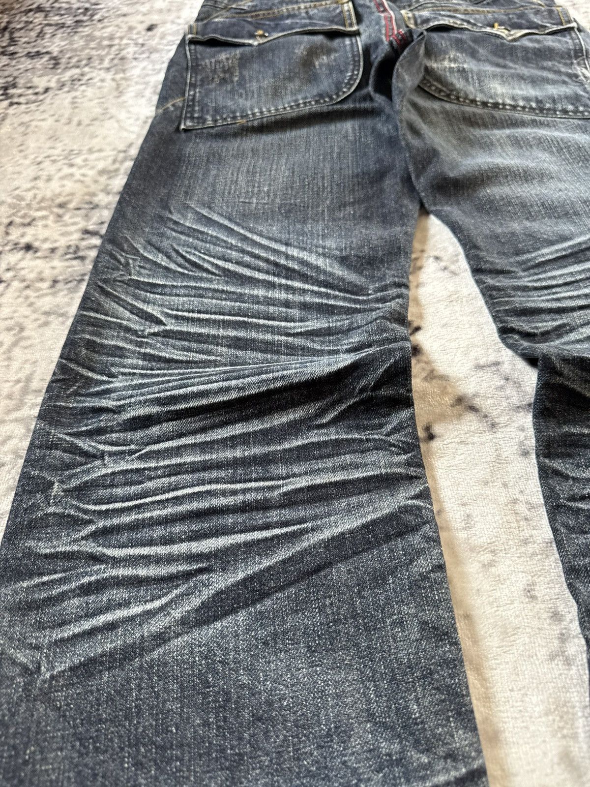 Japanese Brand Lemans Japan Claw Mark Whiskers Shadow Wash Jeans Size US 29 - 18 Thumbnail