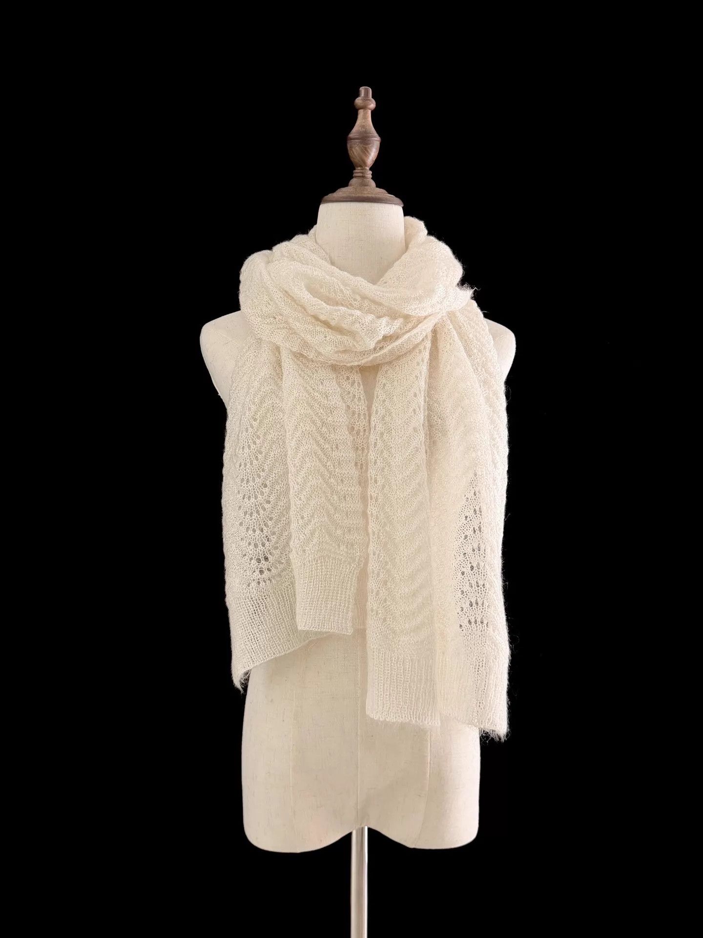 Yohji Yamamoto Yohji Yamamoto 2008 S/S Noir Cream Wool Lace Knit Scarf Size ONE SIZE - 8 Thumbnail
