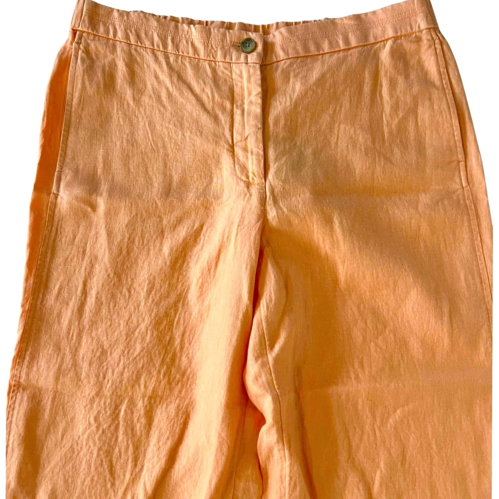 J. Jill VINTAGE J.JILL Love Linen Orange Semi Elastic Waist Wide Leg Casual Everyday Pants Sz M Size 32" / US 10 / IT 46 - 3 Thumbnail