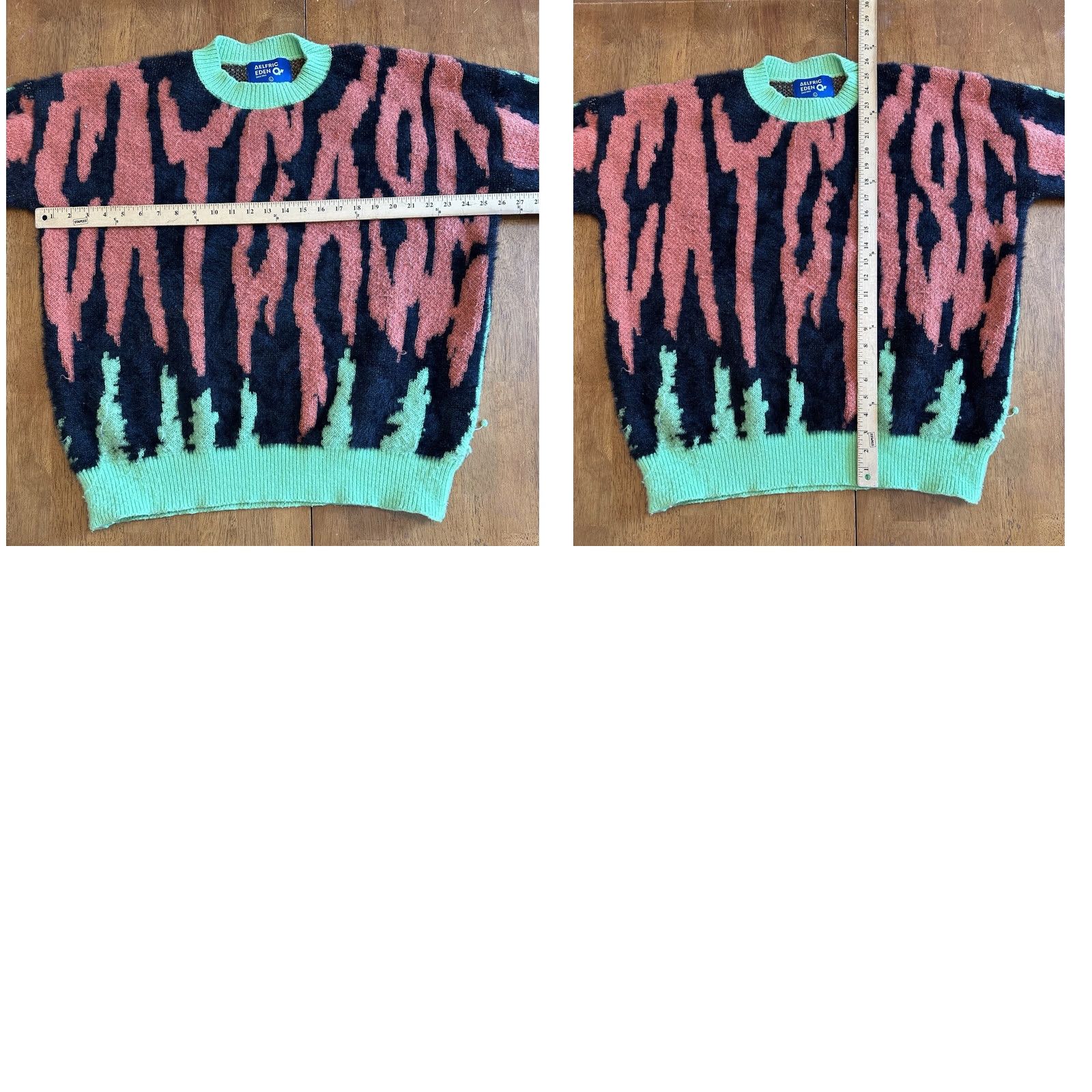 Vintage Aelfric Eden Knit Sweater Large Spooky Cat Case Zephyr Orange Green Unisex Adults Size L / US 10 / IT 46 - 8 Thumbnail