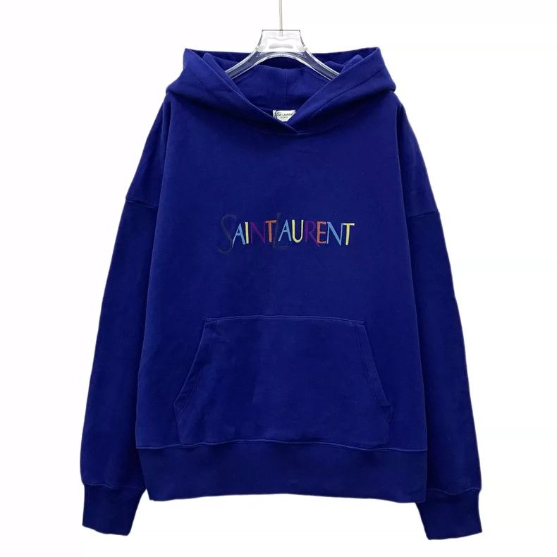 Saint Laurent Paris Saint Laurent Paris Dark blue letter printed cotton hooded Size US M / EU 48-50 / 2 - 1 Thumbnail