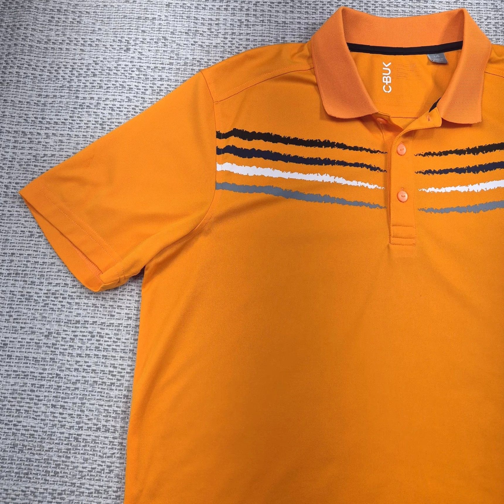 Vintage CBUK Golf Polo Shirt Mens L Orange Stripe Short Sleeve Knit Performance Size US L / EU 52-54 / 3 - 3 Thumbnail
