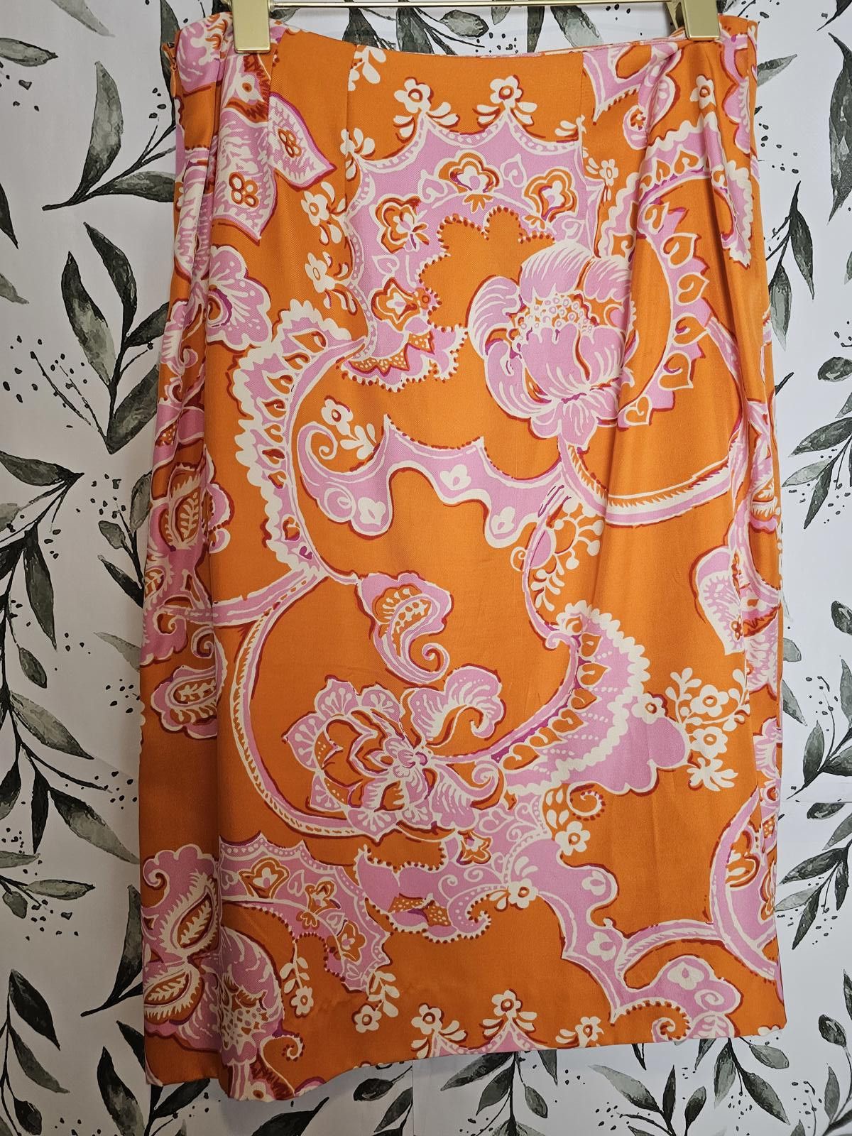 Ann Taylor Ann Taylor Skirt Organge & Pink Womens Size 8 100% Silk Size 30" / US 8 / IT 44 - 2 Thumbnail