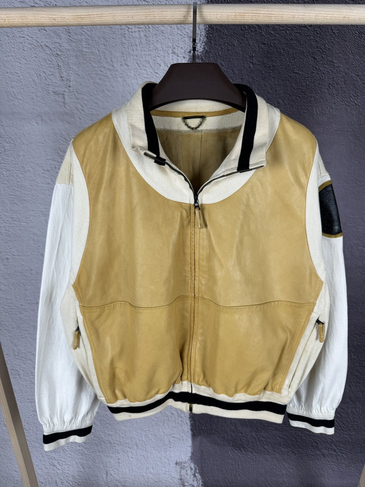 GF Ferre Gianfranco Ferre leather canvas made in Italy jacket rare Size US M / EU 48-50 / 2 - 1 Thumbnail
