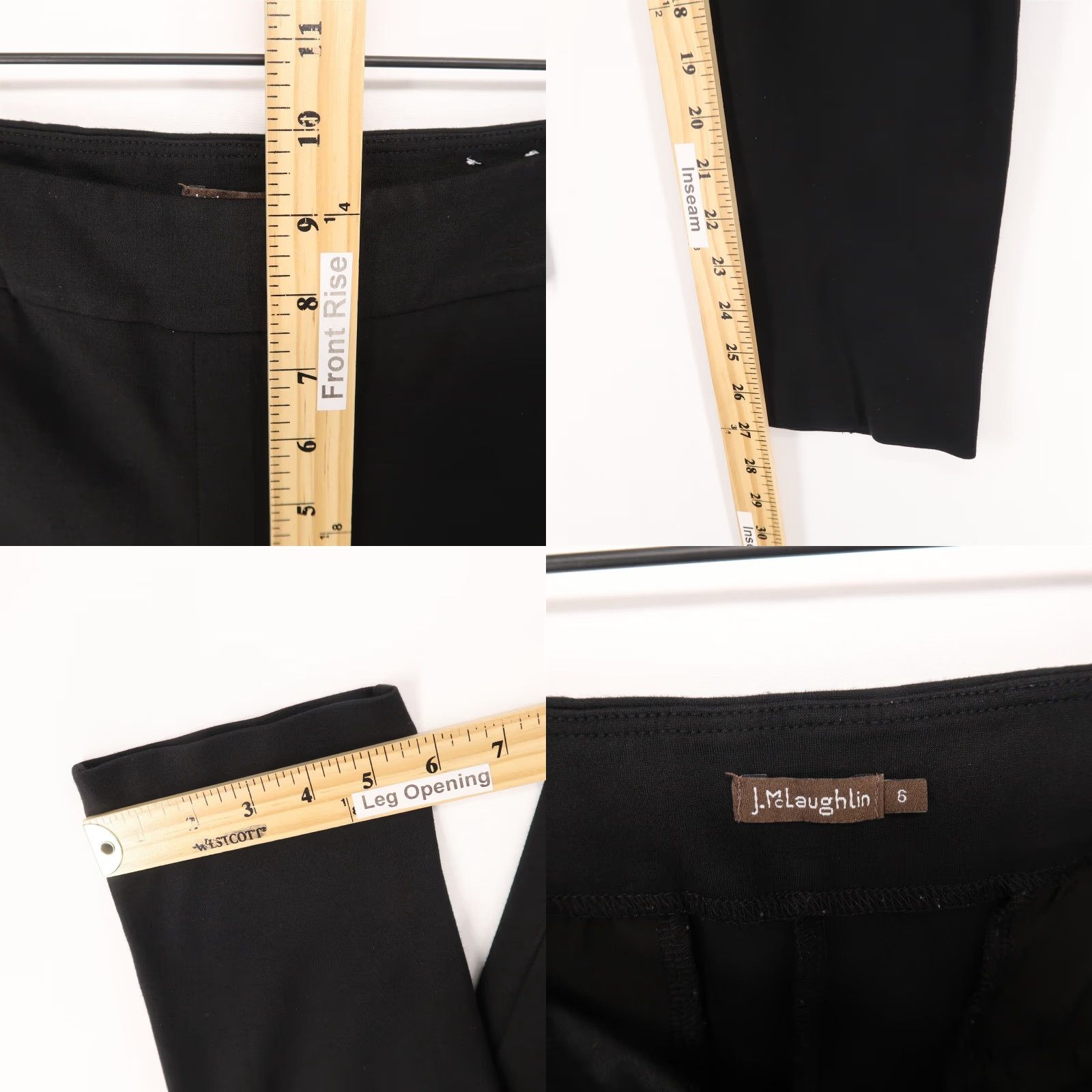 J.McLaughlin J. McLaughlin Ponte Pull On Ankle Pants Womens 6 Black Zip Front Pockets Size 28" / US 6 / IT 42 - 8 Thumbnail
