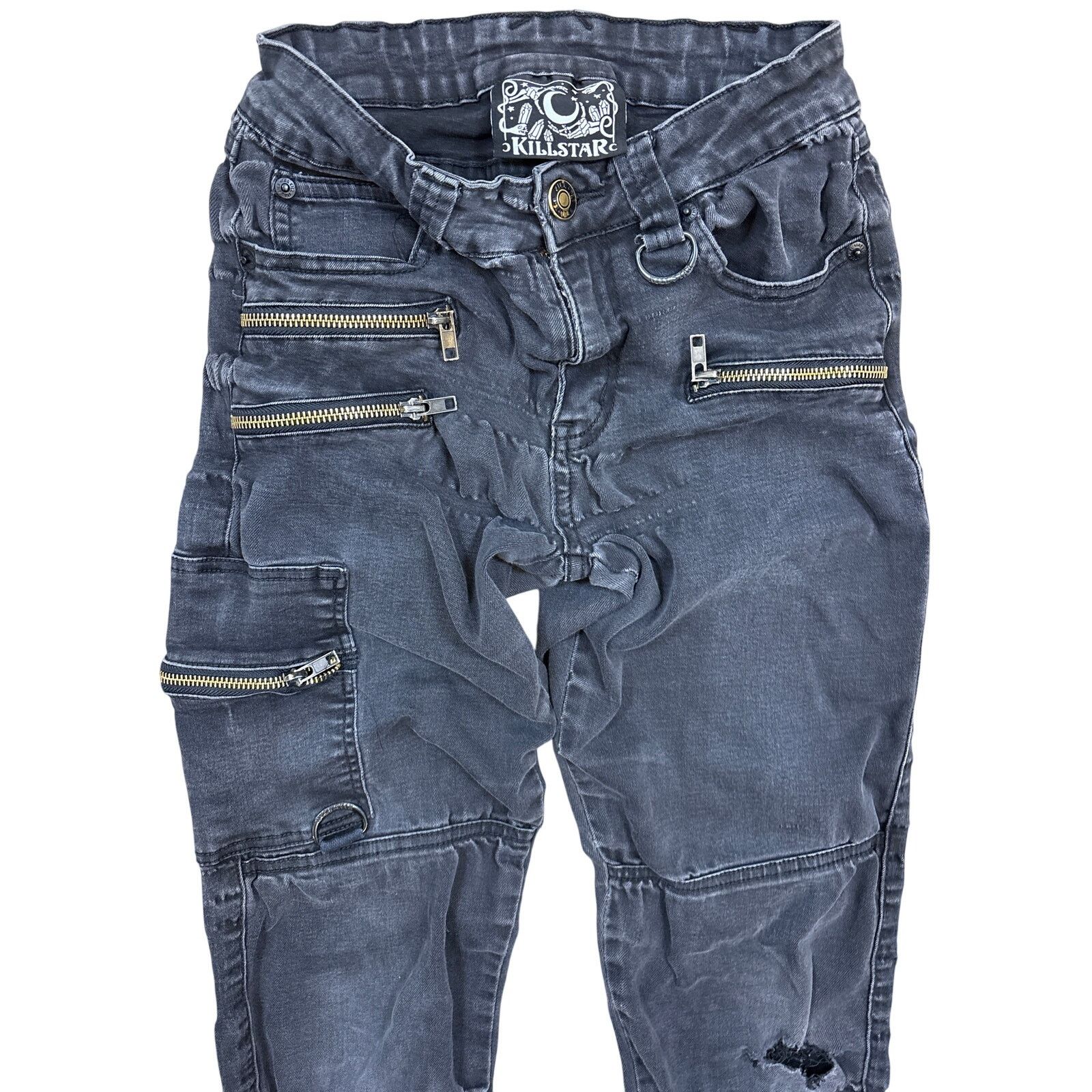 Killstar Kill star Black jeans goth tech zipper jogger 24x30 punk emo Size 24" / US 00 / IT 34 - 2 Thumbnail