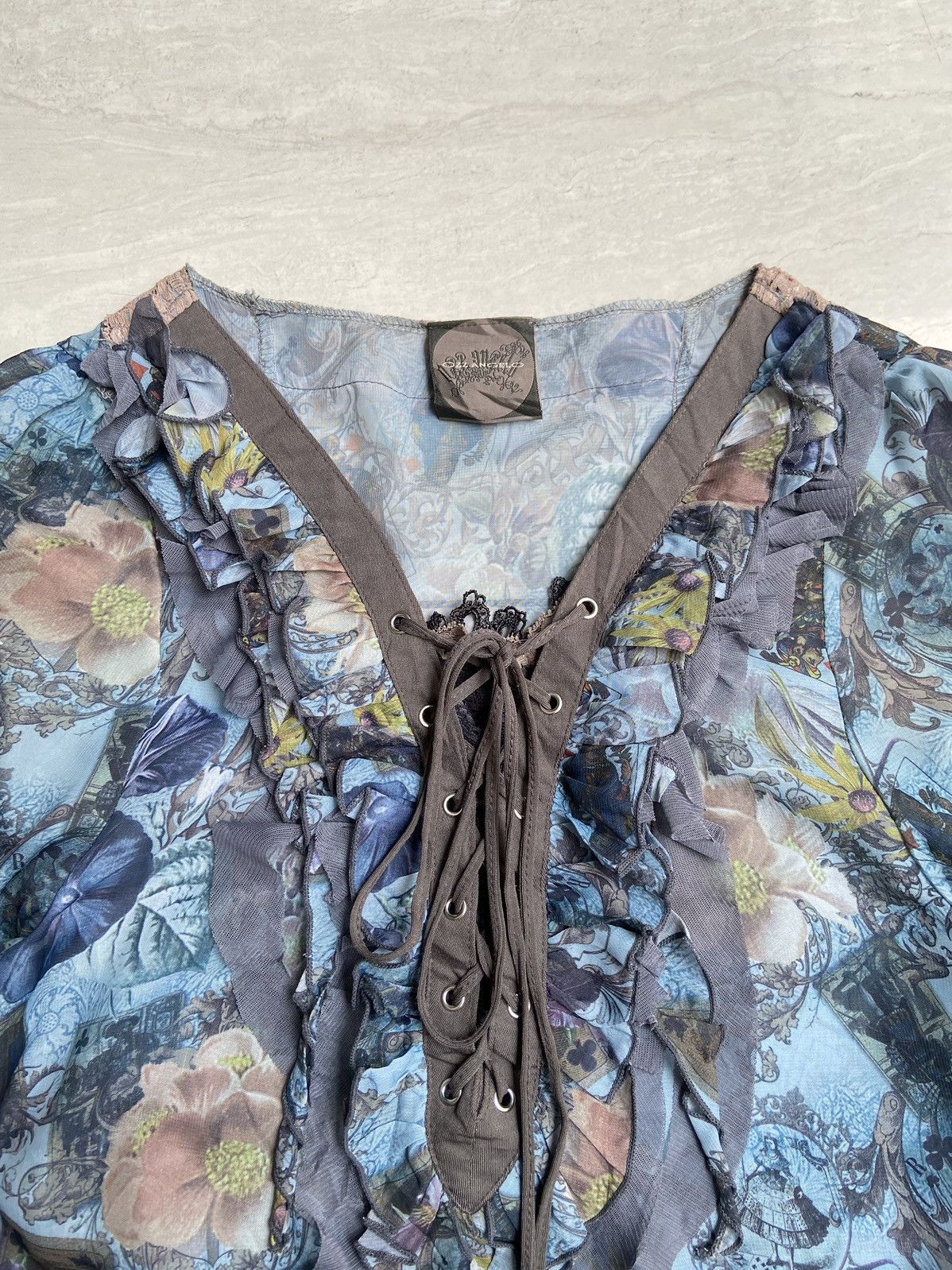 Designer × Japanese Brand × Seditionaries OZZ ANGELO Flower Motive Blouse Size XS / US 0-2 / IT 36-38 - 4 Thumbnail